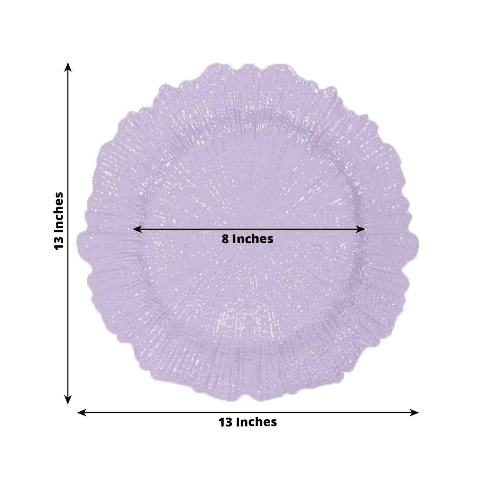 6-Pack Acrylic Plastic Round Charger Plates 13 in Lavender Lilac with Reef Design, Dinner Charger Tableware