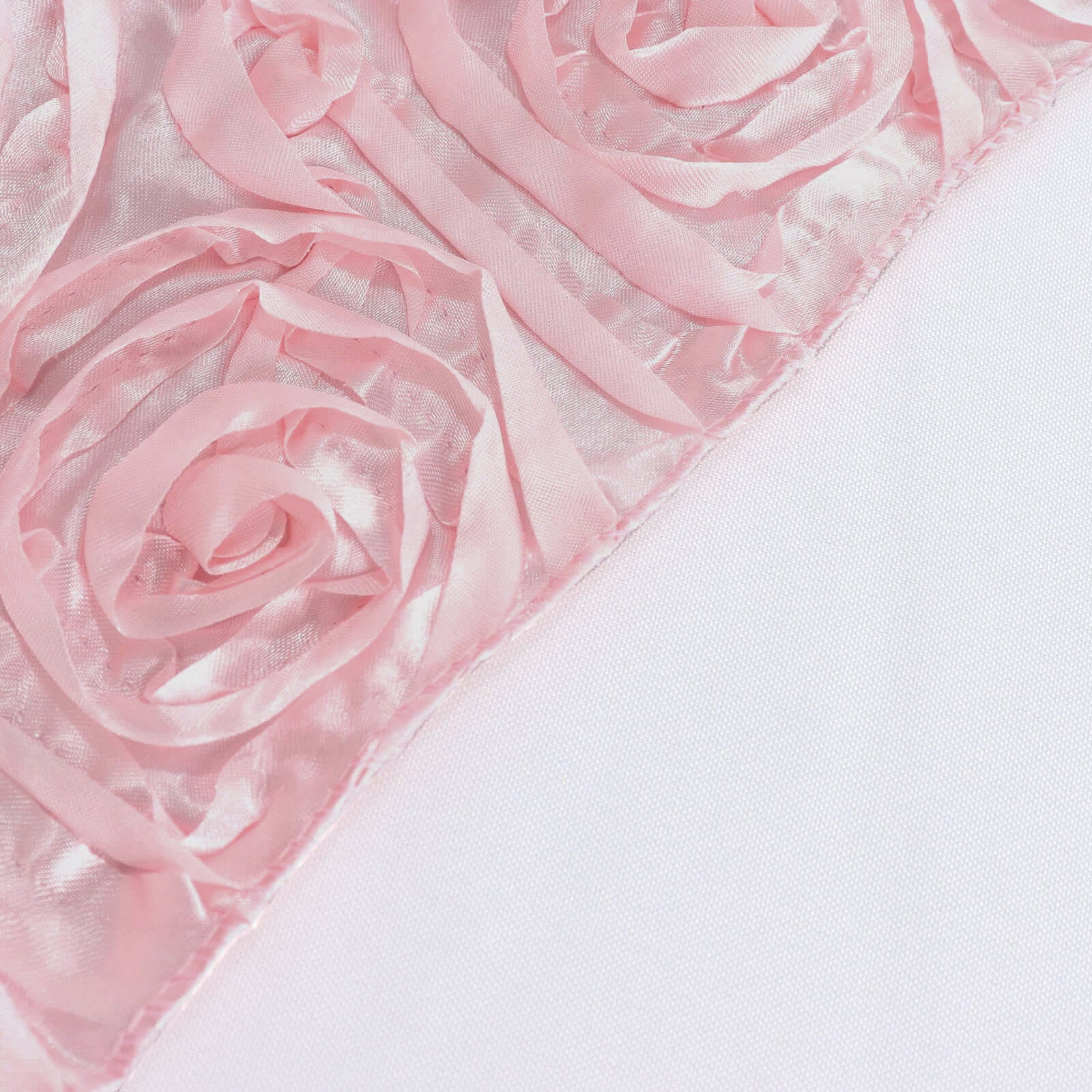 8ftx8ft Blush Satin Rosette Event Curtain Drapes, Backdrop Event Panel