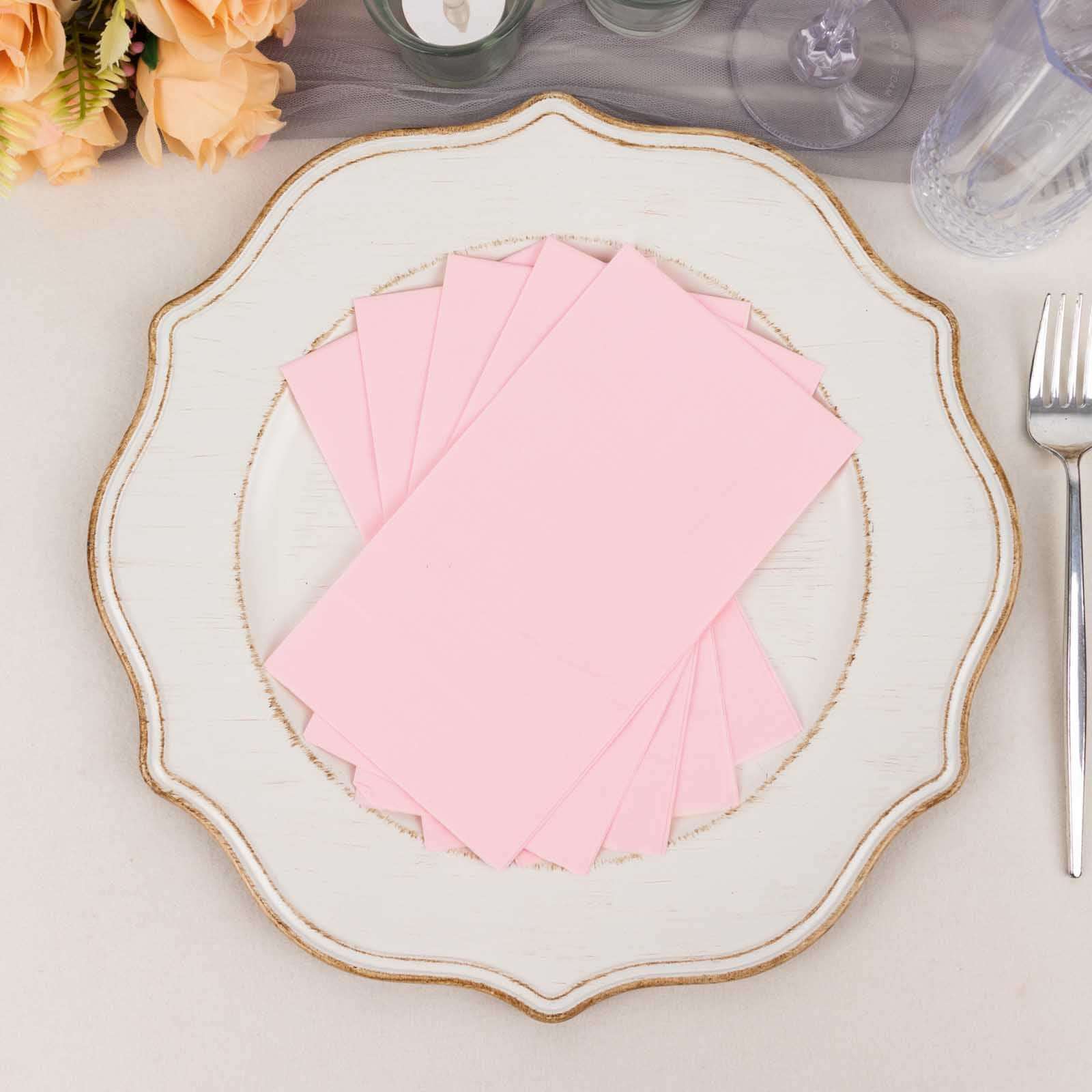 50-Pack Paper Napkins Soft Pink - Disposable 2-Ply Cocktail and Beverage Napkins for Weddings