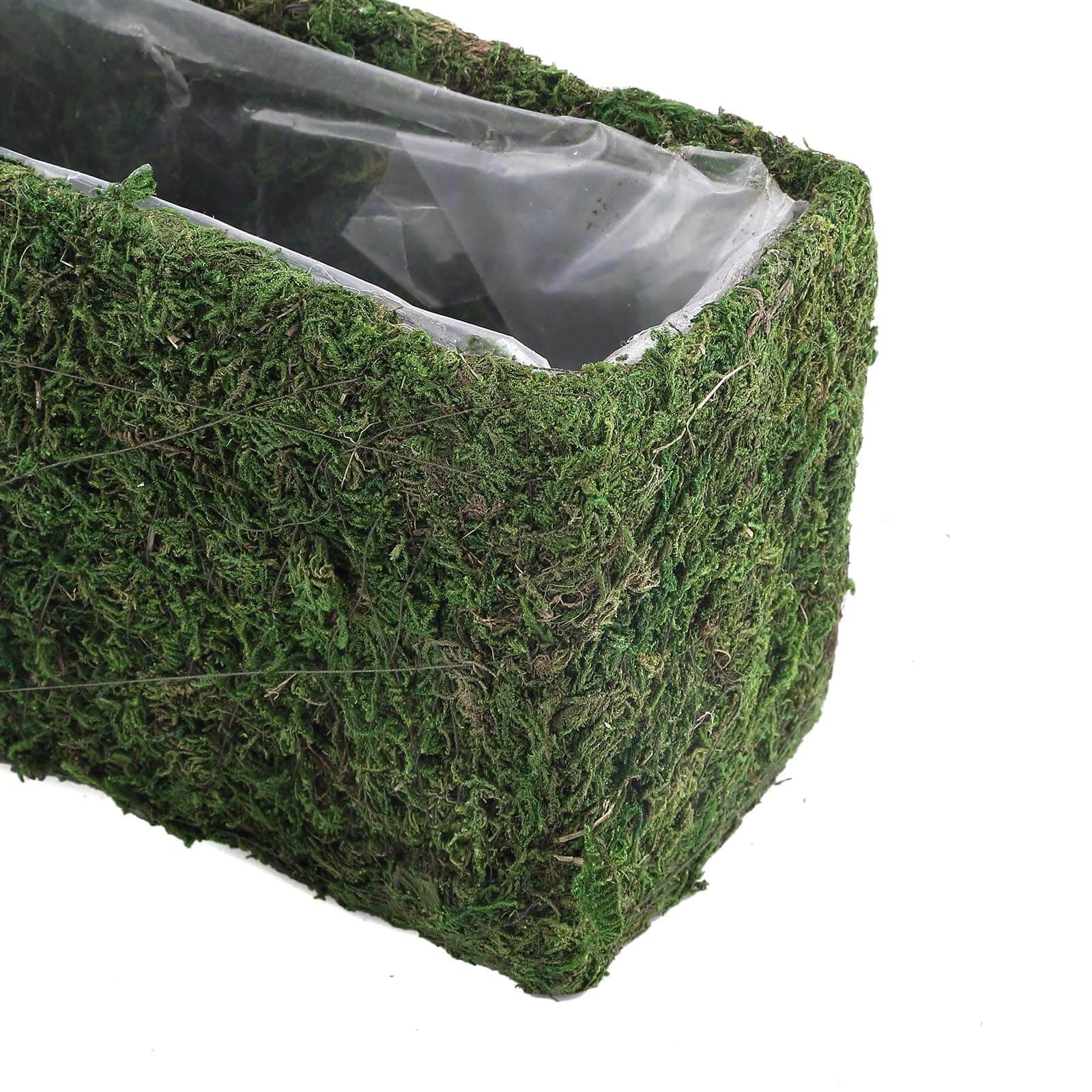 Metal Planter Box Rectangle with Inner Lining Green Preserved Moss - Rustic Flower Basket Decor 23