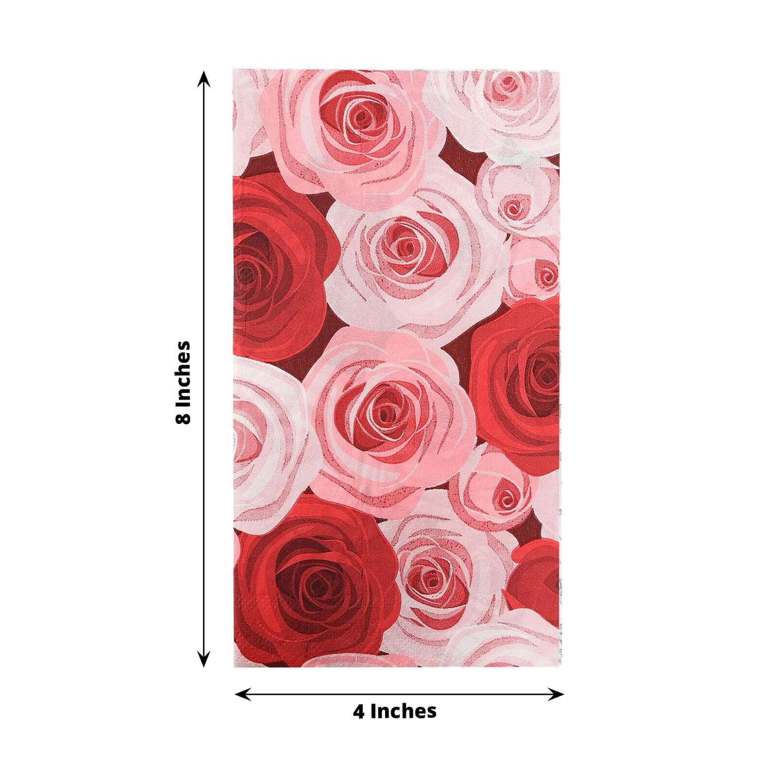 20-Pack Paper Dinner Napkins with Rose Floral Print Red/Pink 2 Ply - Stylish Boho Napkins for Events