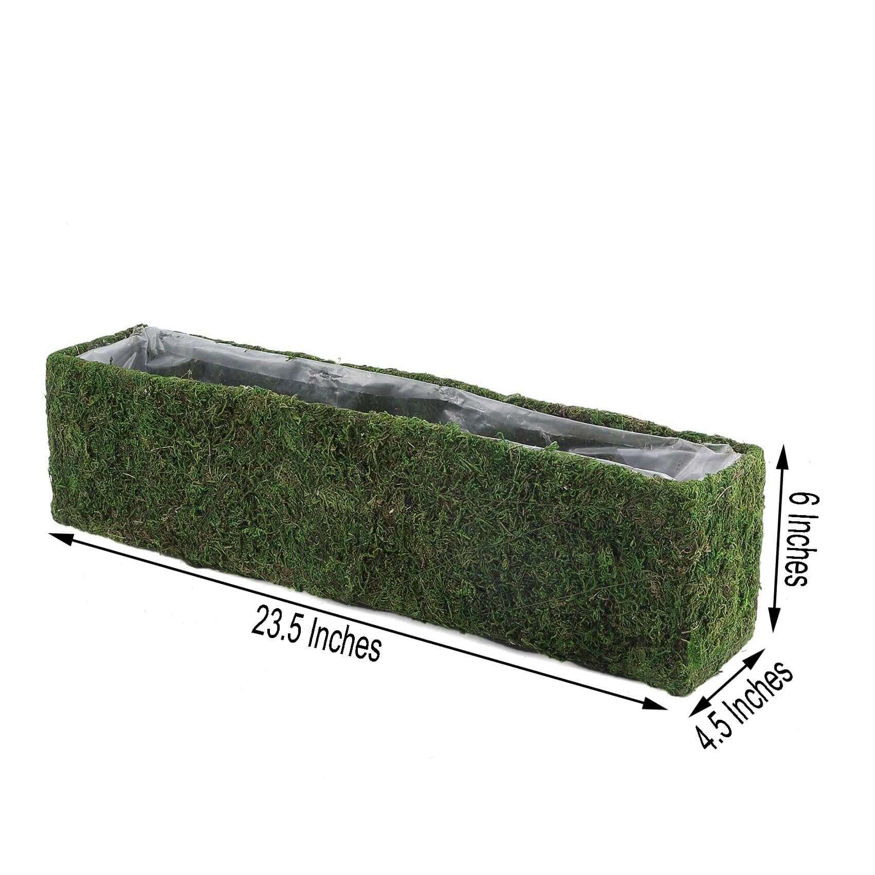 Metal Planter Box Rectangle with Inner Lining Green Preserved Moss - Rustic Flower Basket Decor 23