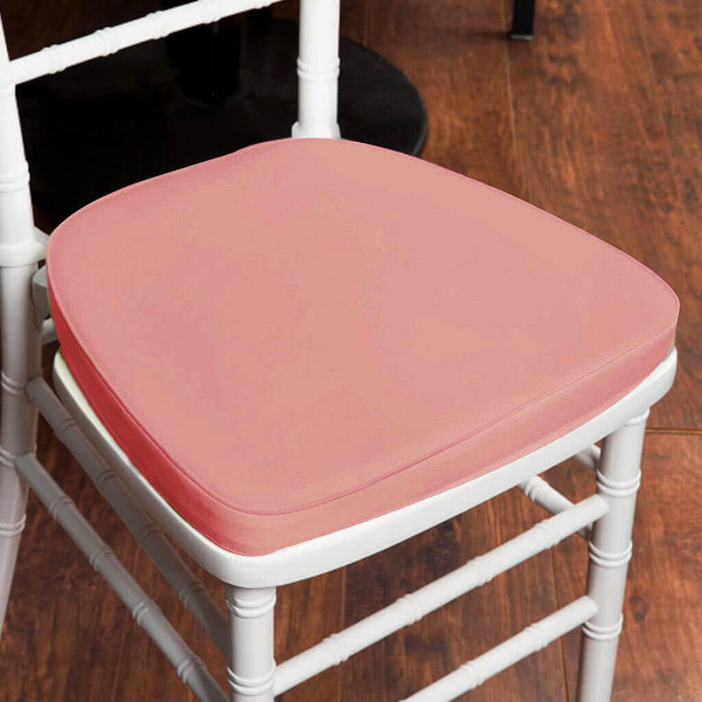 Chiavari Chair Cushion with 1.5 Thick Memory Foam and Ties Dusty Rose - Stylish Removable Cover for Comfort