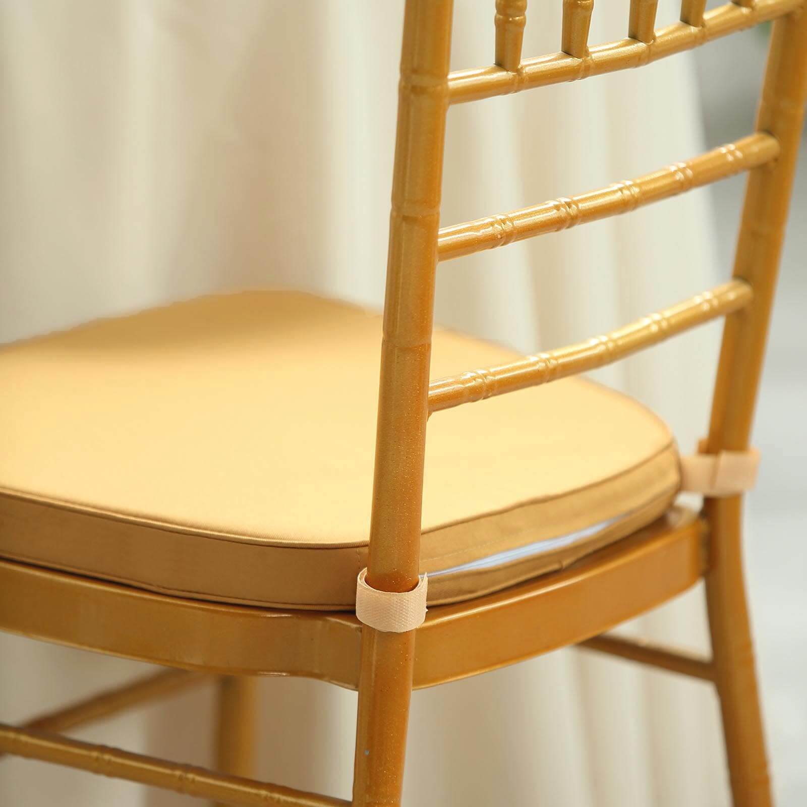 Chiavari Chair Cushion with 1.5 Thick Memory Foam and Ties Gold - Stylish Removable Cover for Comfort