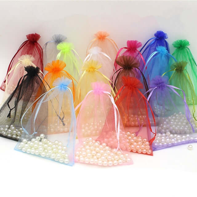 10 Pack 6x9 Silver Organza Drawstring Wedding Party Favor Gift Bag