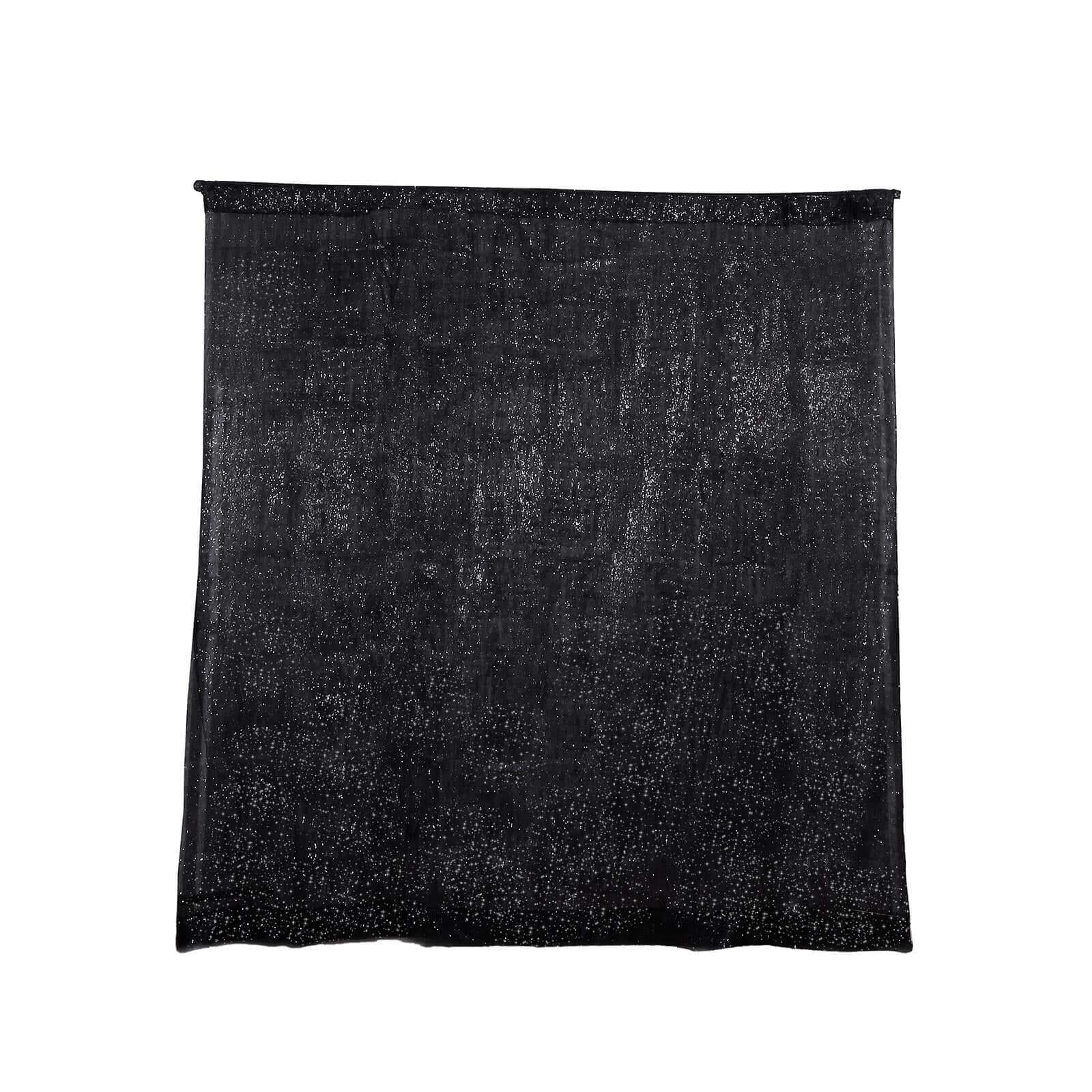 8ft Black Metallic Fringe Shag Event Drapery Panel, Shimmery Tinsel Polyester Divider Backdrop Curtain