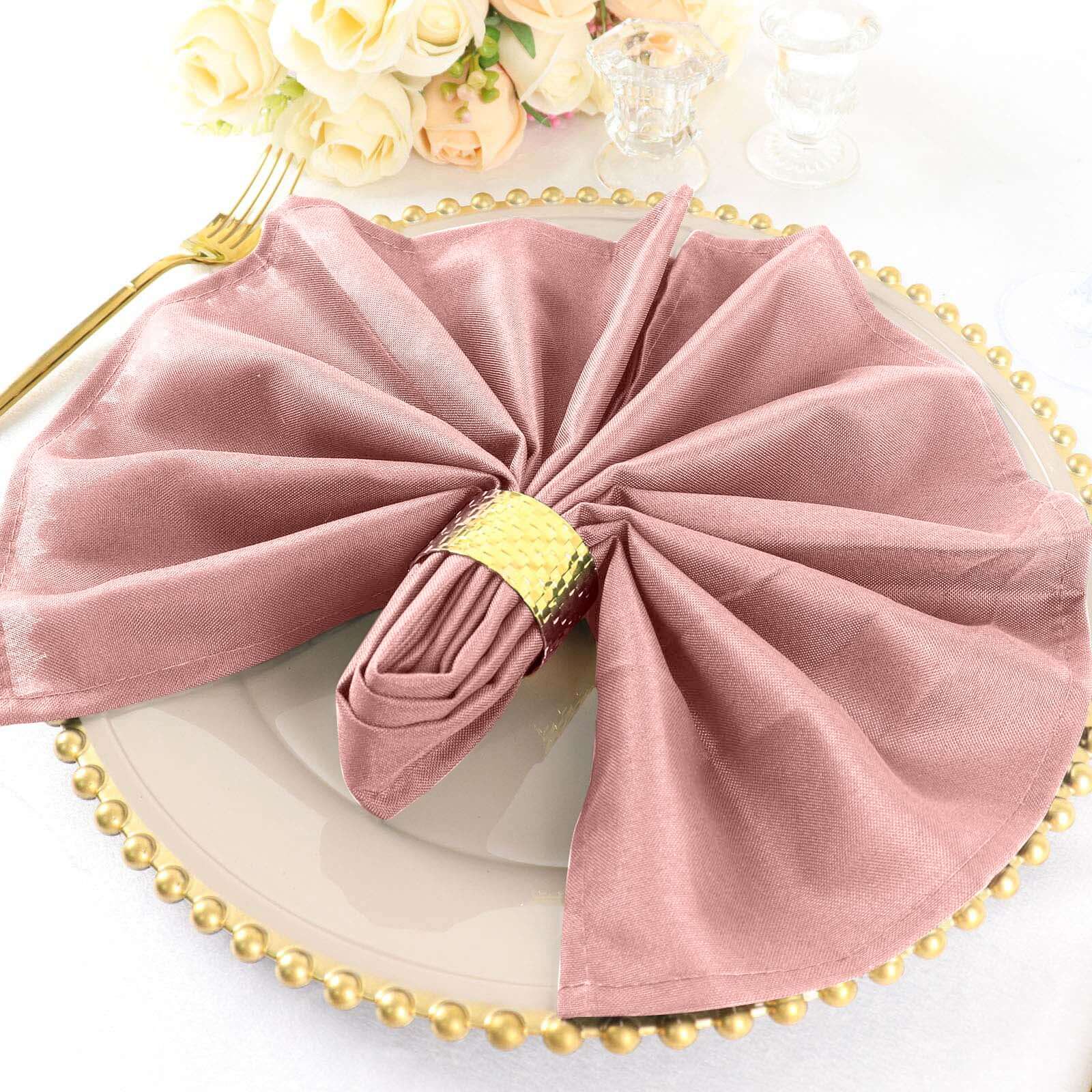 5 Pack Polyester 20x20 Napkins Dusty Rose - Wrinkle Resistant & Easy Care Cloth Napkins