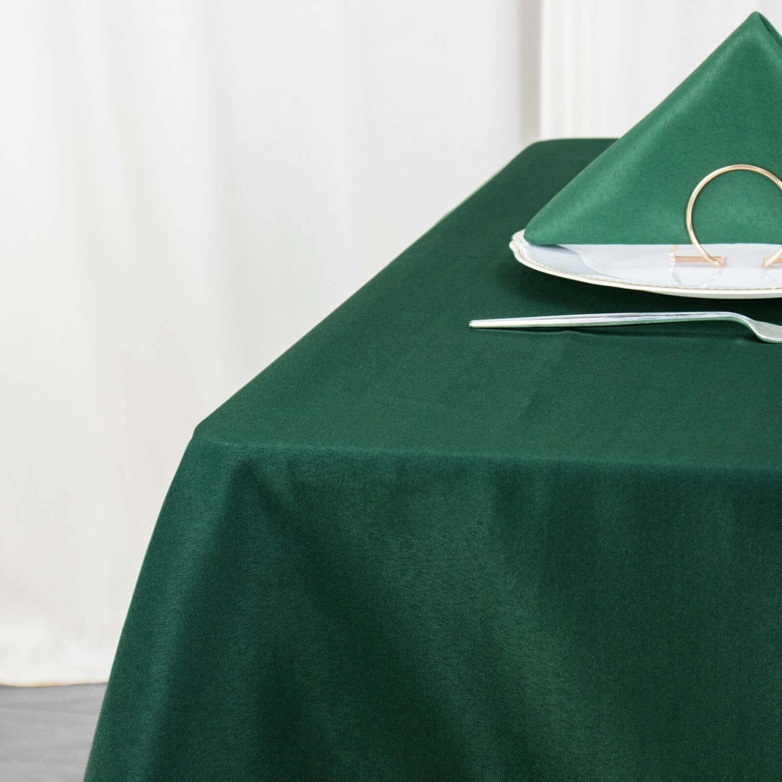 Premium Polyester 70x70 Table Overlay Square Tablecloth Hunter Emerald Green 220GSM Wrinkle-Resistant Table Cover