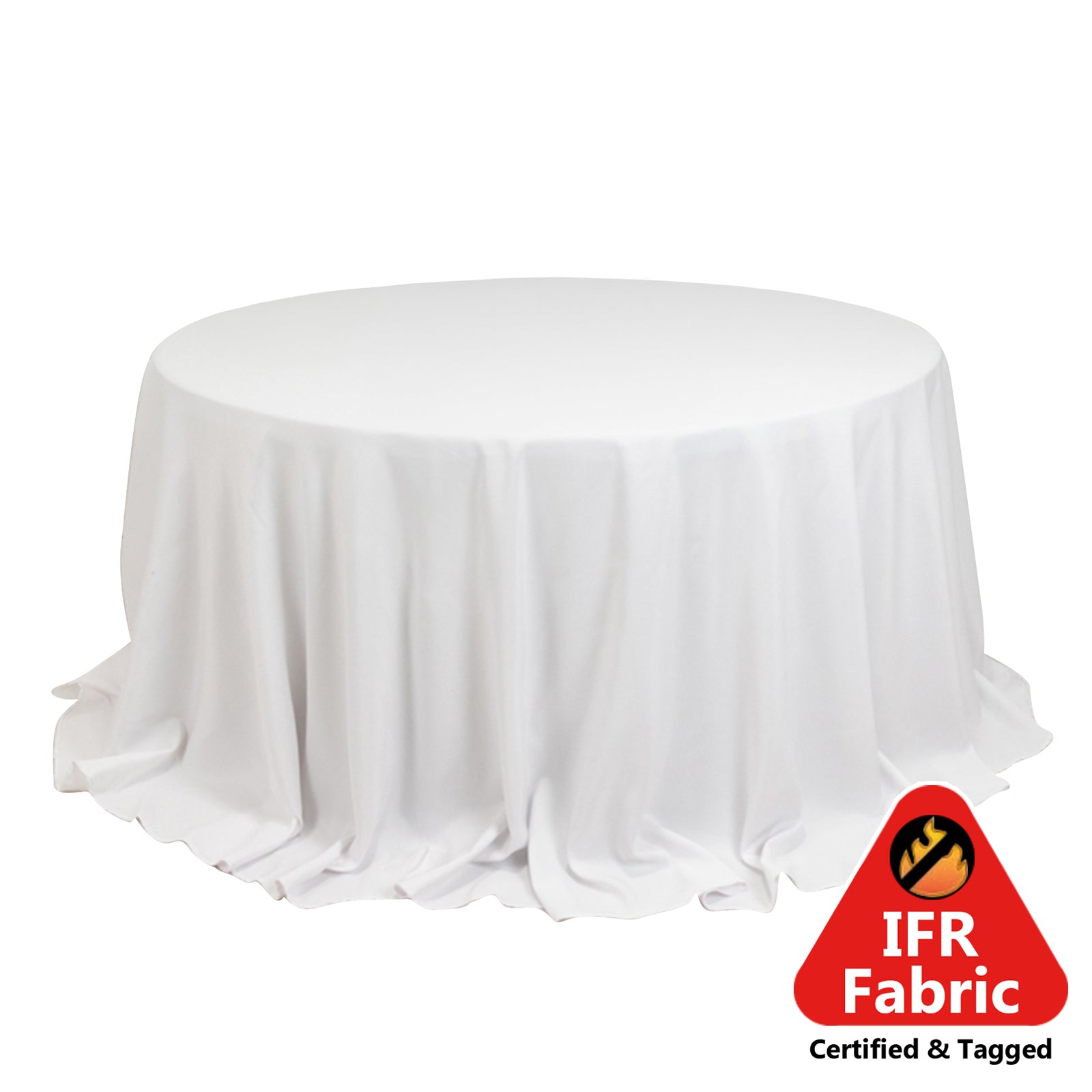 Fire Retardant Premium Polyester 132 Round Tablecloth White - Stylish High-Performance Table Cover for Large Gatherings