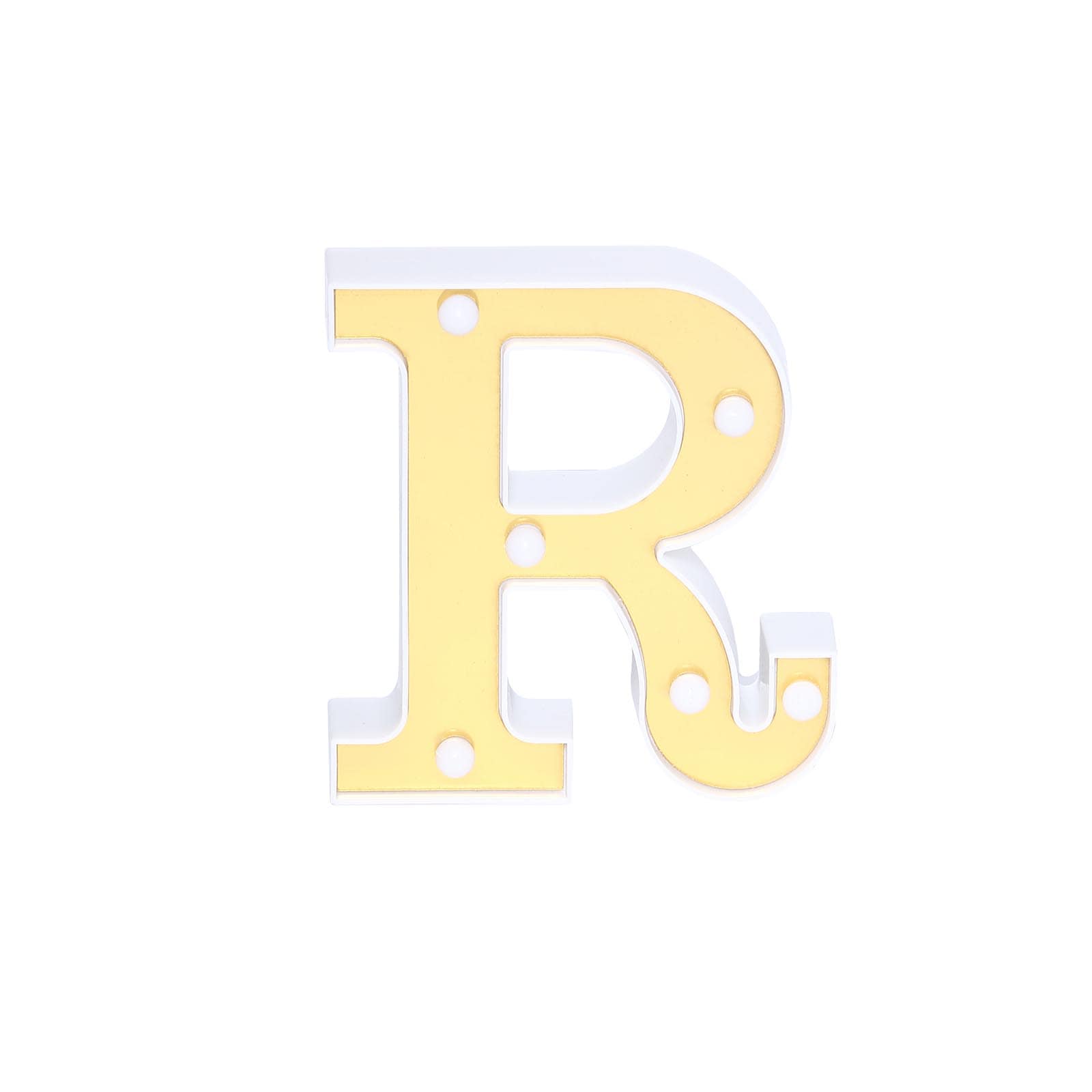 3D Marquee Letter R Warm White 6 LED Lights Gold - Chic Light-Up Decor for Events 6