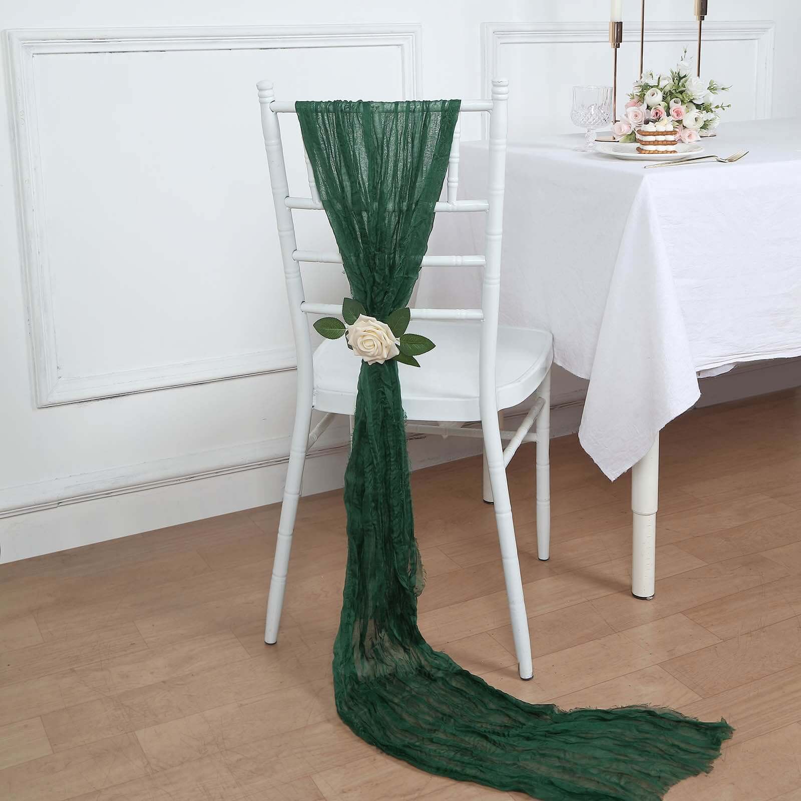 5 Pack Cheesecloth Gauze 16x88 Chair Sashes Hunter Emerald Green - Boho Chair Decorations