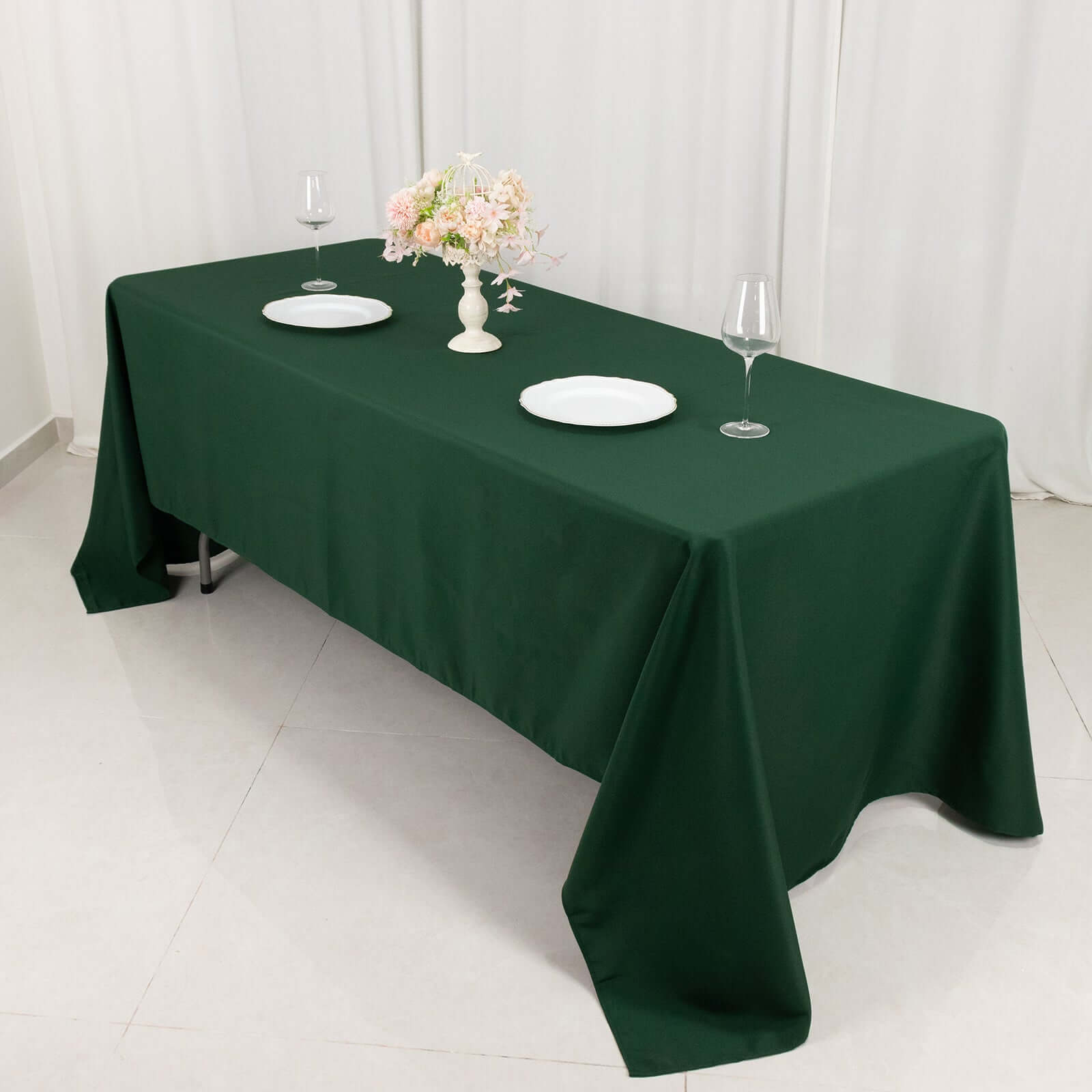 Premium Polyester 60x126 Rectangle Tablecloth Hunter Emerald Green - Stain-Resistant 220GSM Finish Table Cover