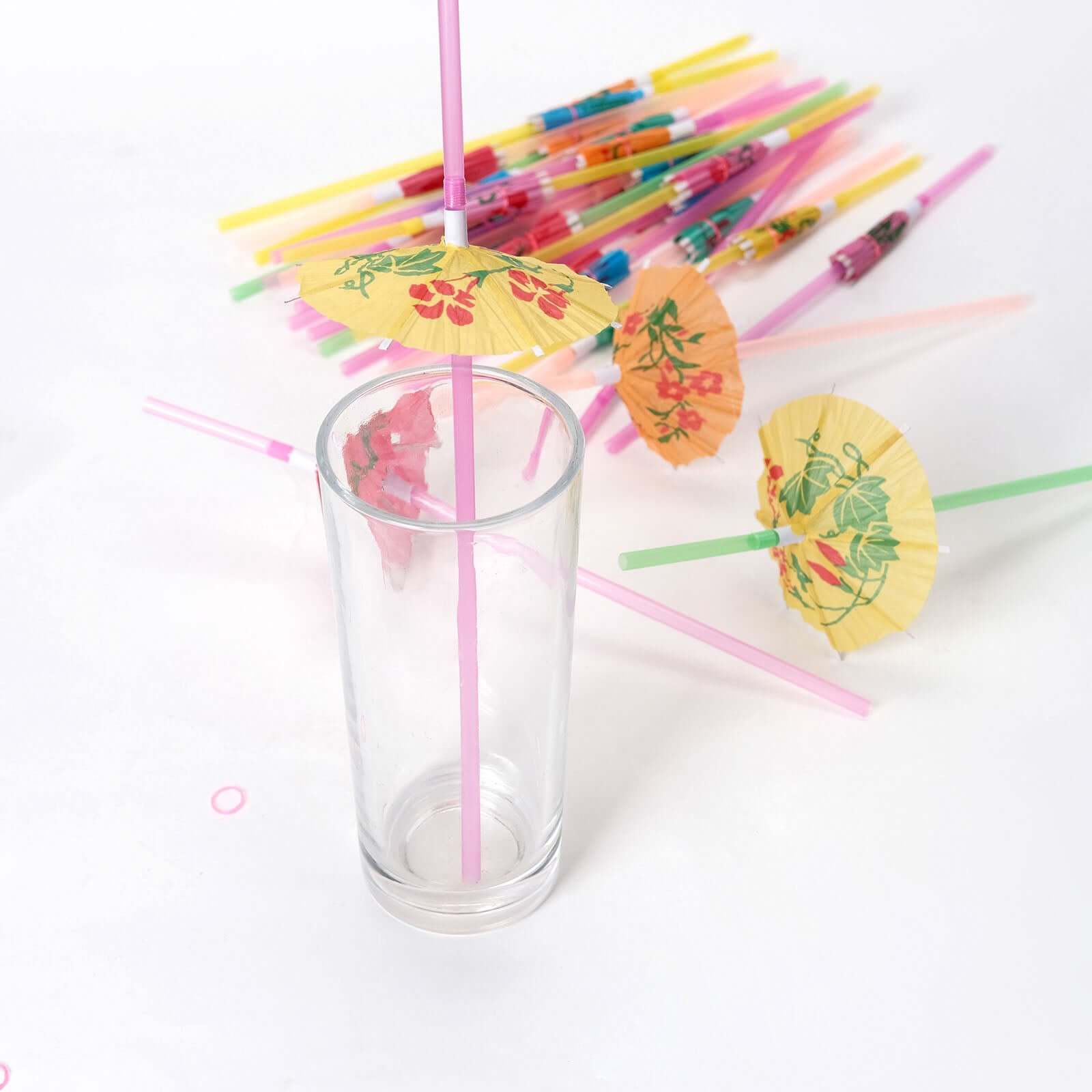 50-Pack Umbrella Drinking Straws Multi-Colored - Fun Disposable Straws for Tropical Parties 10