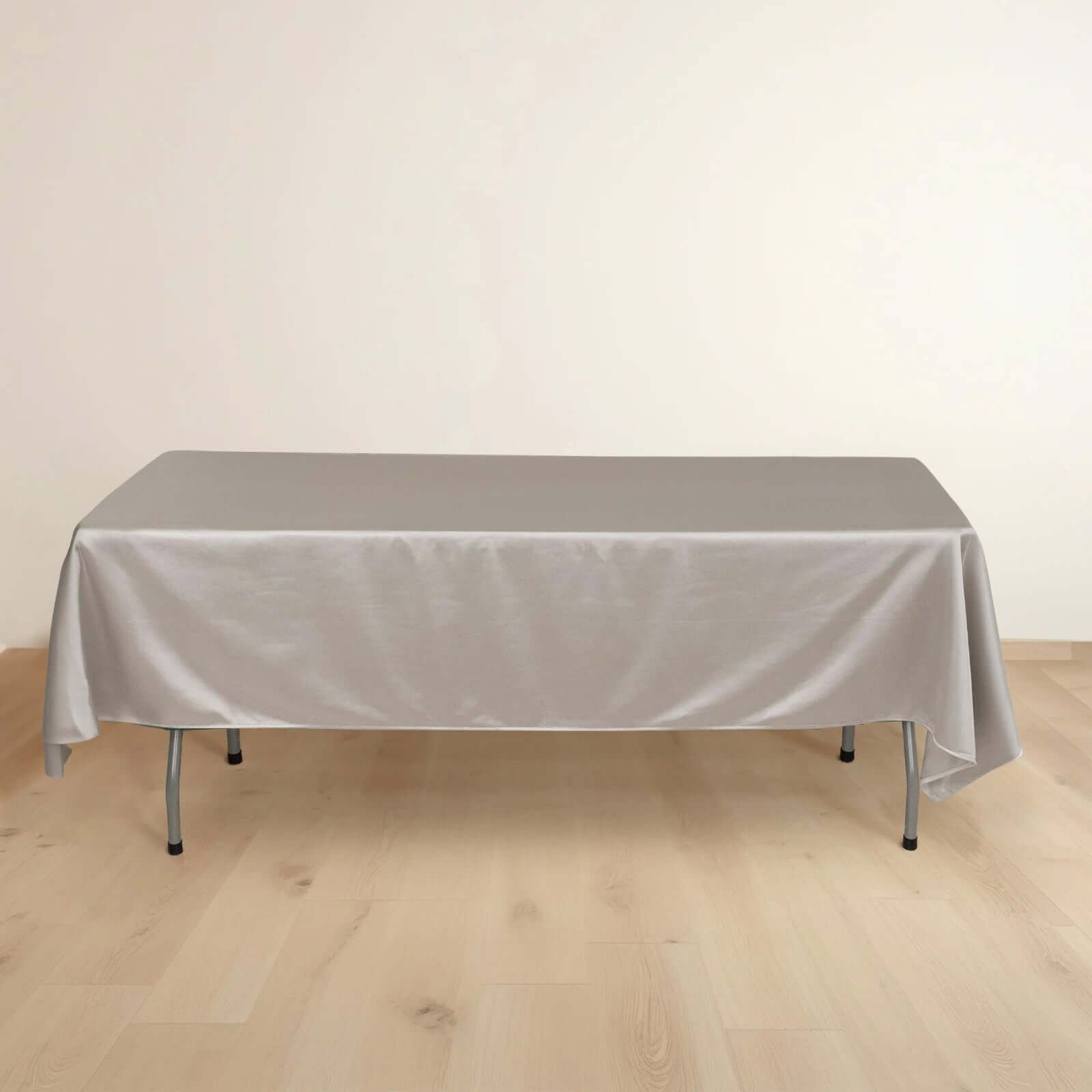 Premium Scuba Rectangular 60x102 Tablecloth Shimmering Silver - Wrinkle Free & Stain Resistant Table Cover