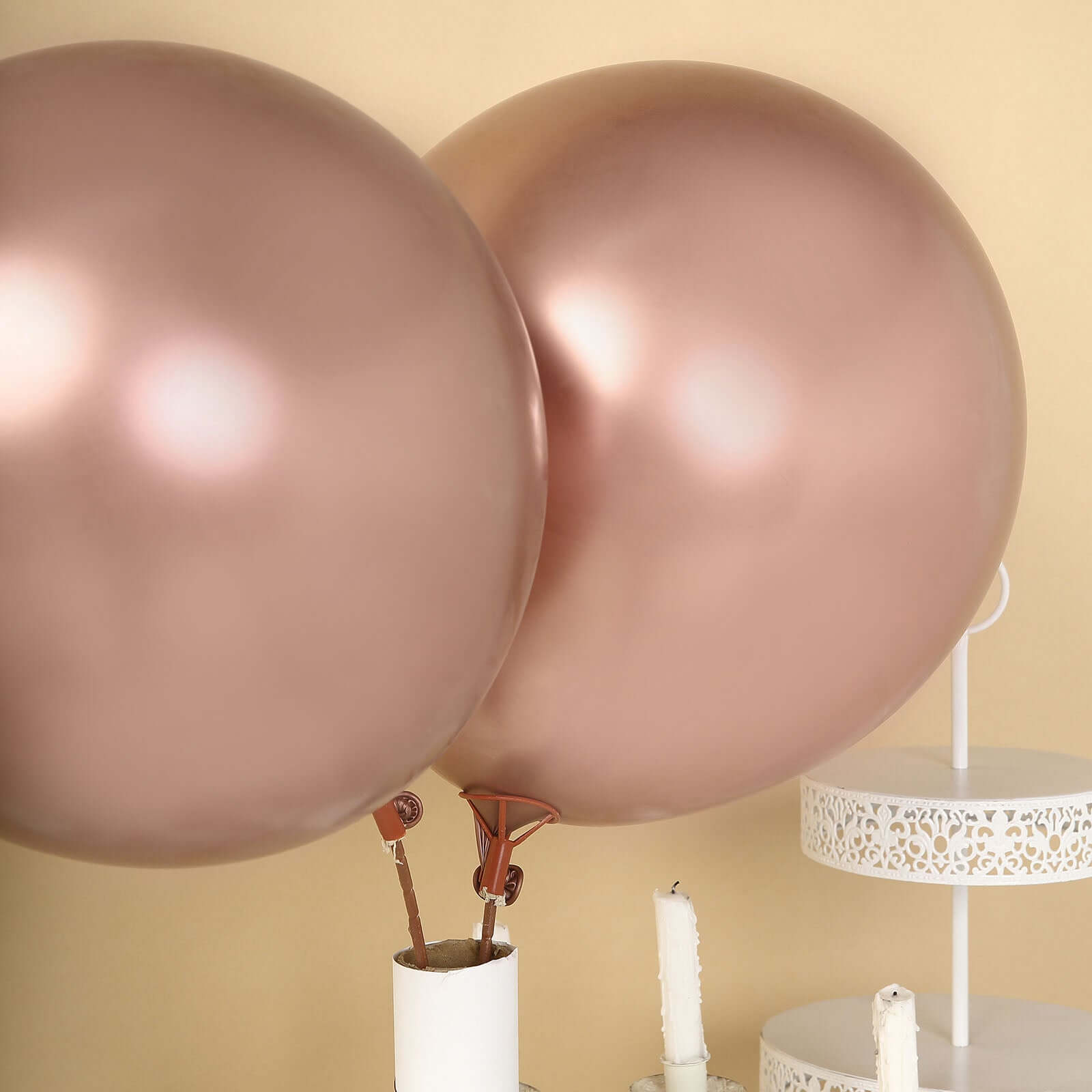 5 Pack 18 Metallic Chrome Rose Gold Latex Helium Air Balloons