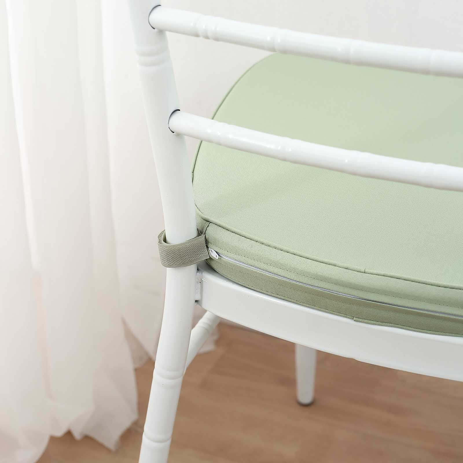 Chiavari Chair Cushion with 1.5 Thick Memory Foam and Ties Sage Green - Stylish Removable Cover for Comfort