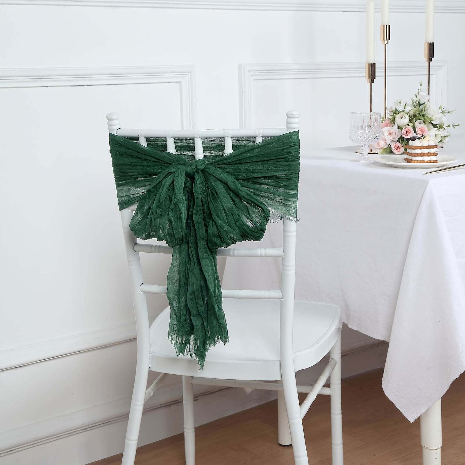 5 Pack Cheesecloth Gauze 16x88 Chair Sashes Hunter Emerald Green - Boho Chair Decorations