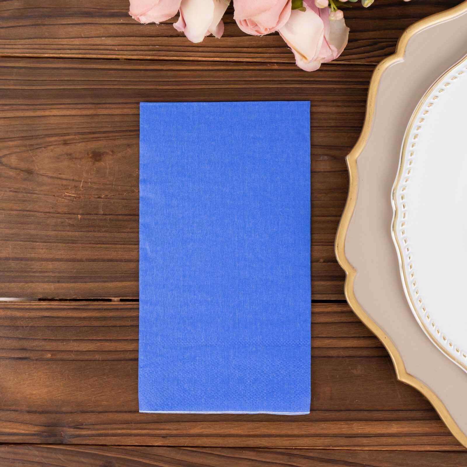 50-Pack Paper Napkins Soft Royal Blue - Disposable 2-Ply Cocktail and Beverage Napkins for Weddings