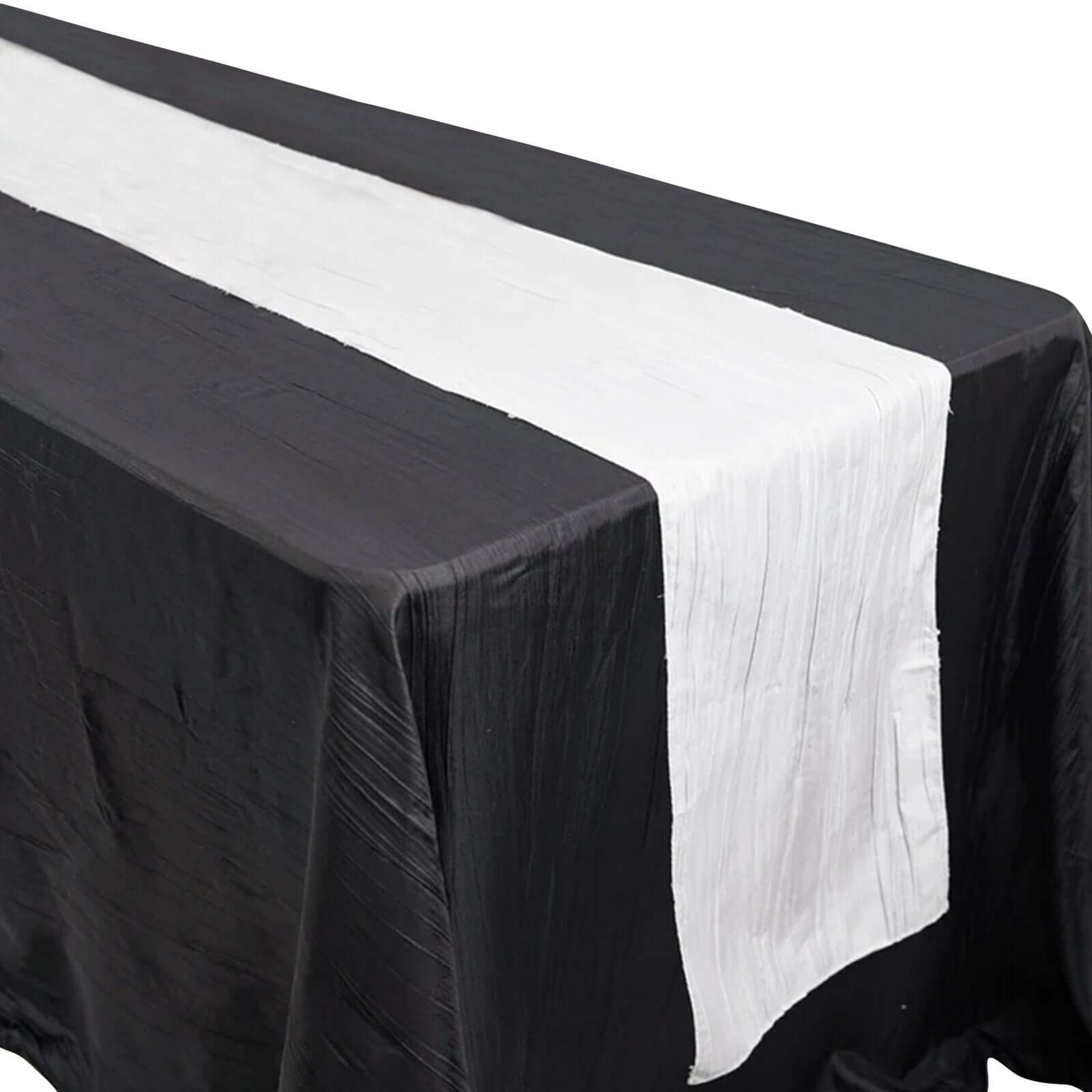 Taffeta 12x108 Table Runner White - Accordion Crinkle Design for Modern Gatherings