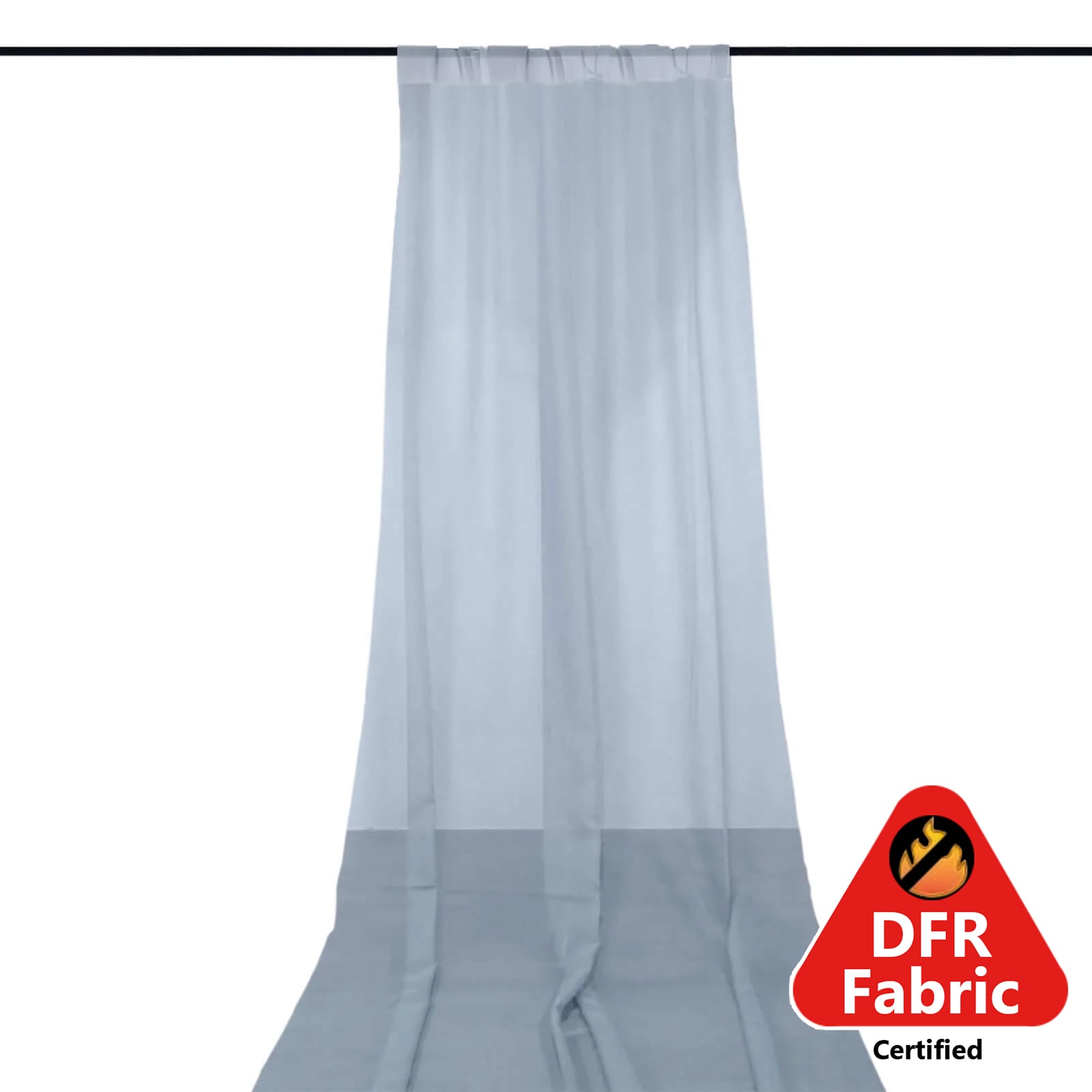 5ftx14ft Premium Dusty Blue Chiffon Curtain Panel, Durable Flame Resistant Backdrop Ceiling Drapery With Rod Pocket