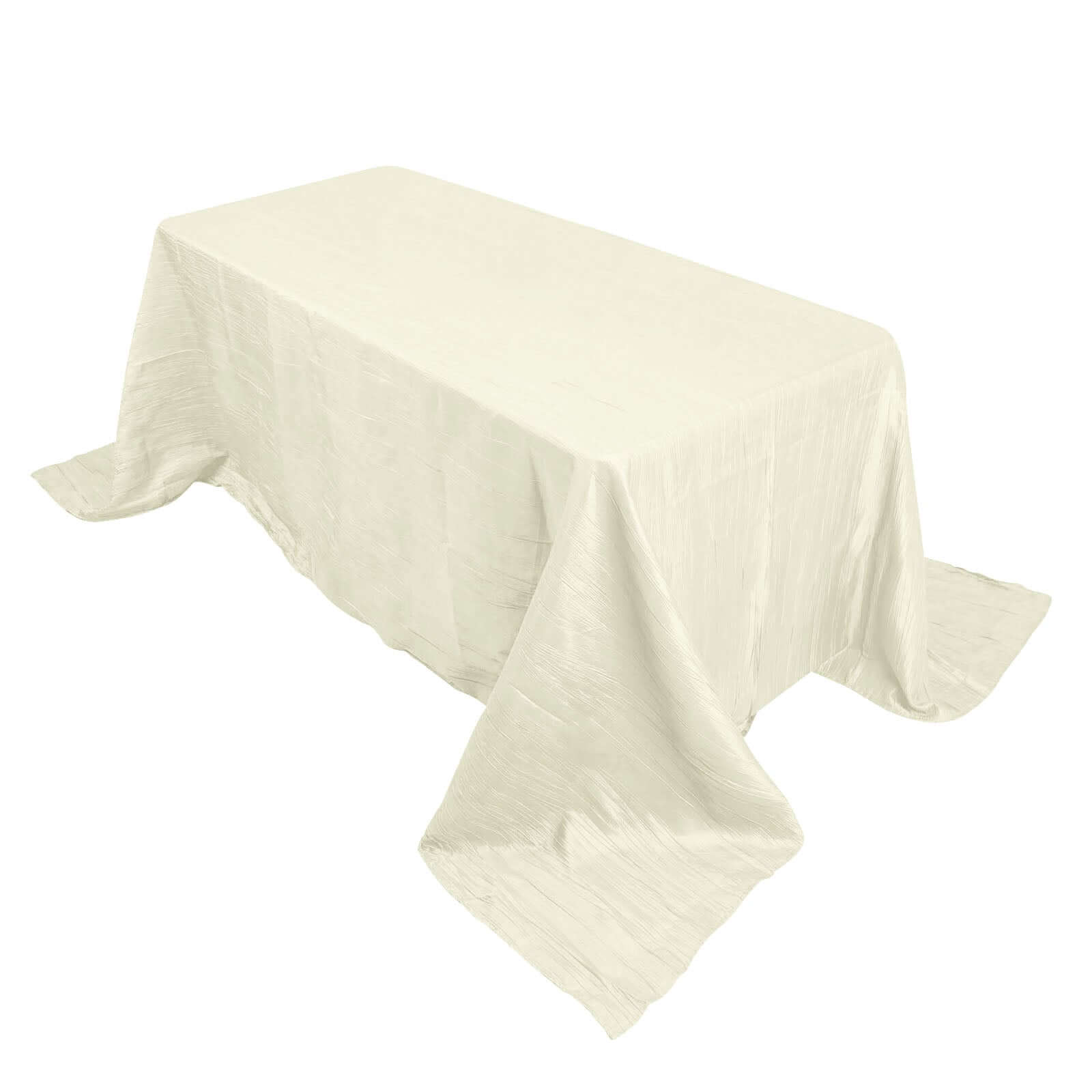 Taffeta 90x132 Rectangle Tablecloth Ivory - Seamless Accordion Crinkle Table Cover