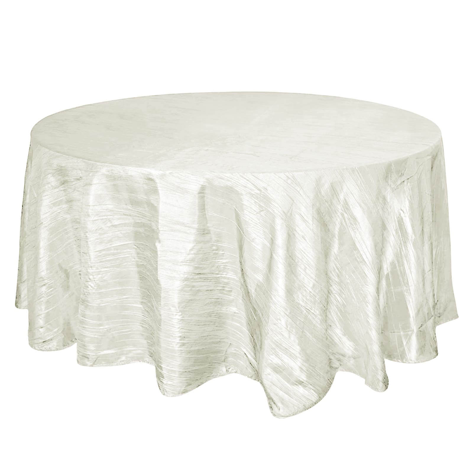 Taffeta 120 Round Tablecloth Ivory - Seamless Accordion Crinkle Table Cover