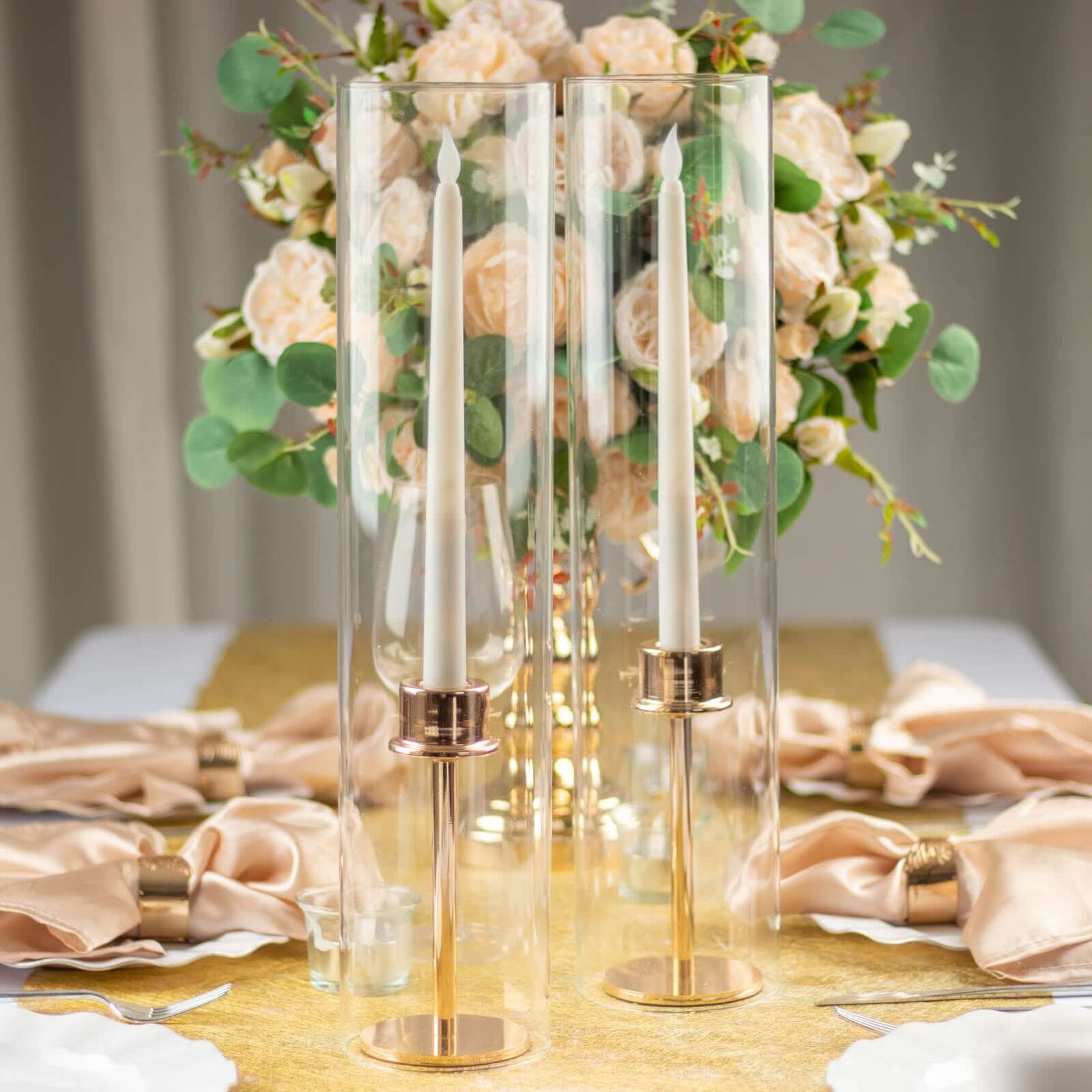 2-Pack Clear Glass Candelabra Shades Open End Hurricane Design - Stylish Table Centerpiece 14