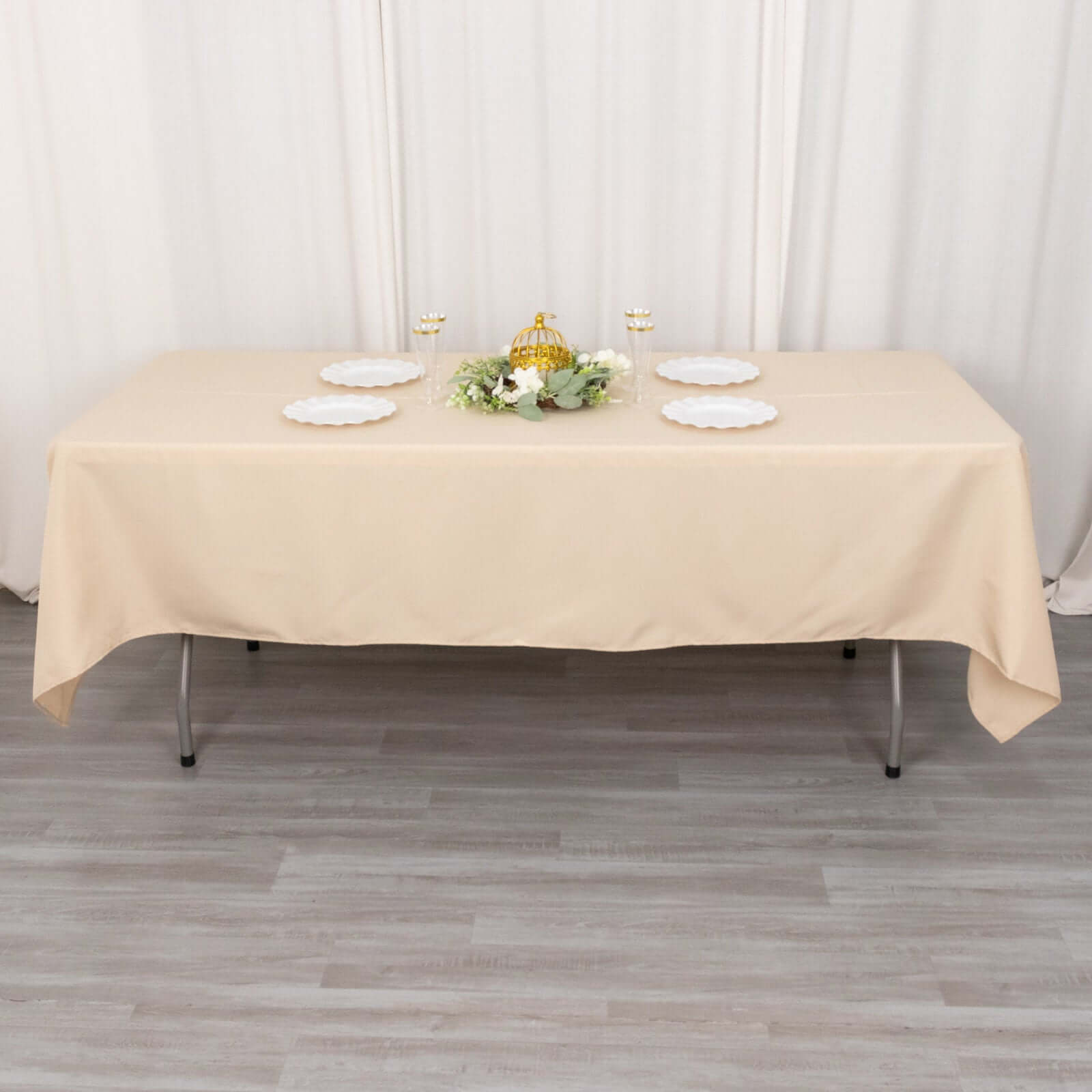 Premium Polyester 60x102 Rectangle Tablecloth Beige - Durable 220GSM Wrinkle-Resistant Table Cover