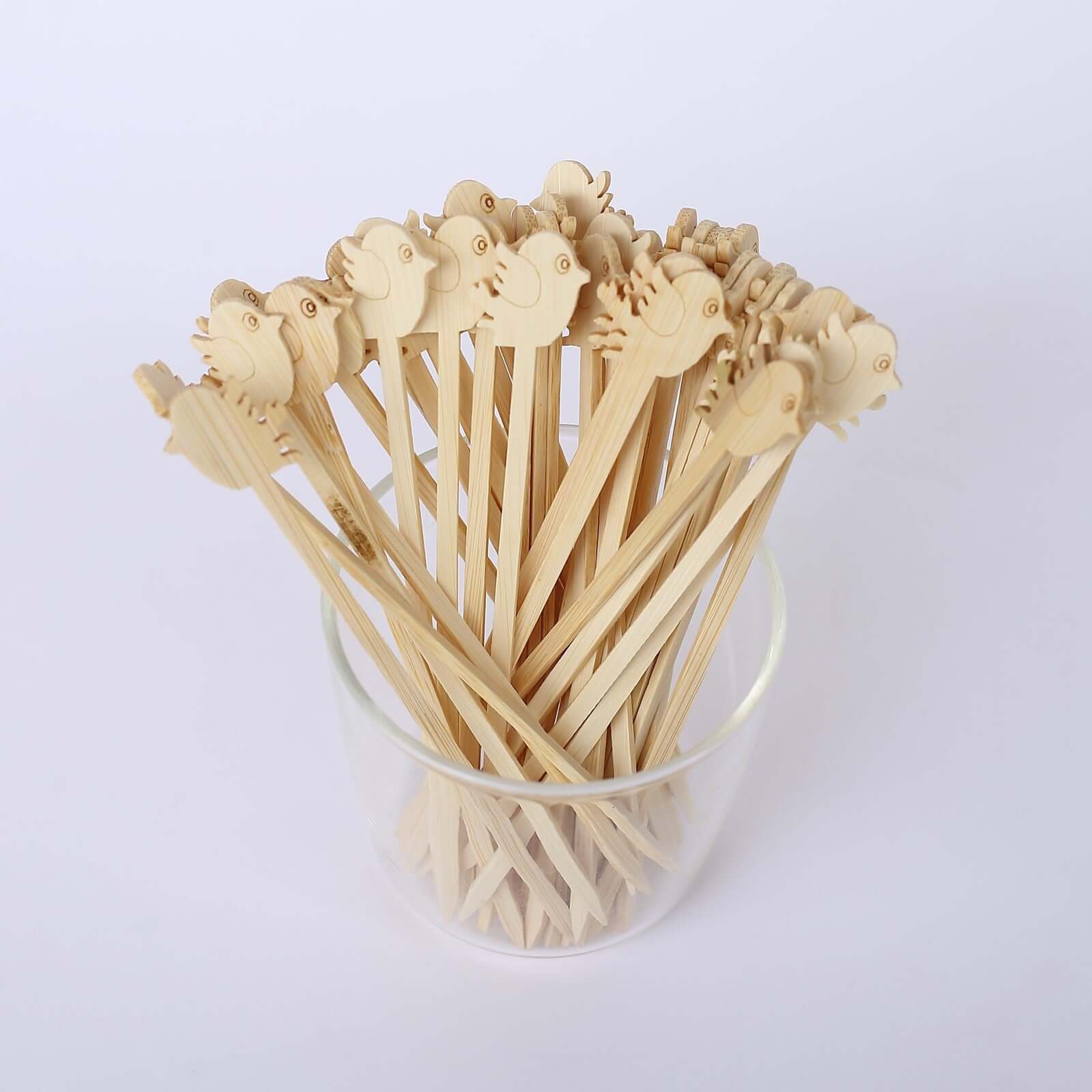 100-Pack Bamboo Cocktail Sticks Bird Design Eco Friendly Natural - Biodegradable Fruit Appetizer Party Picks 5