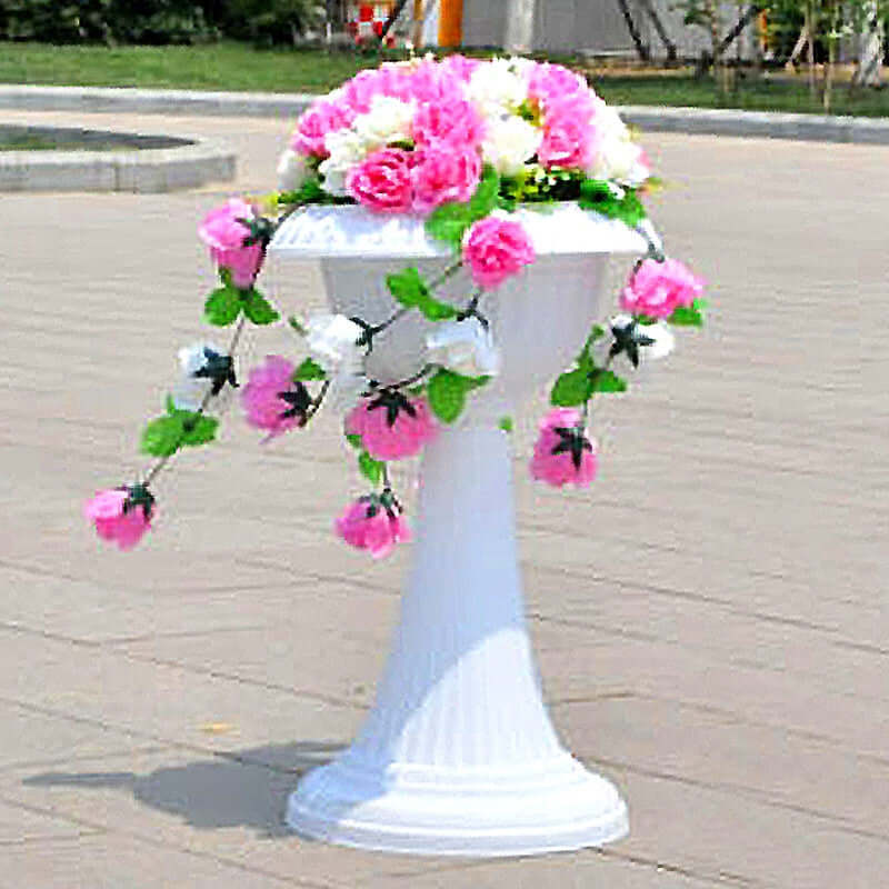 4 Pack White Italian Inspired Pedestal Stand Flower Plant Pillar - 22 Tall PVC