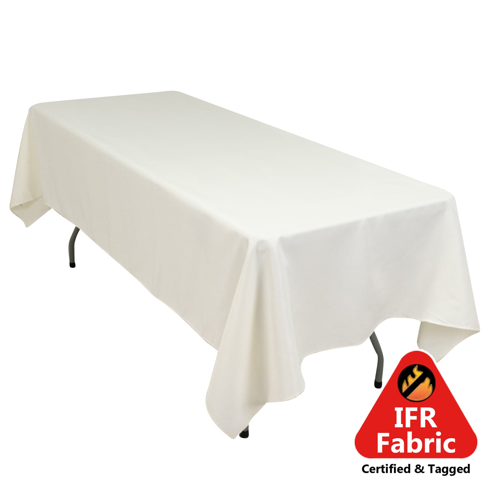 Fire Retardant Premium Polyester 60x102 Rectangular Tablecloth Ivory - High-Performance Table Cover