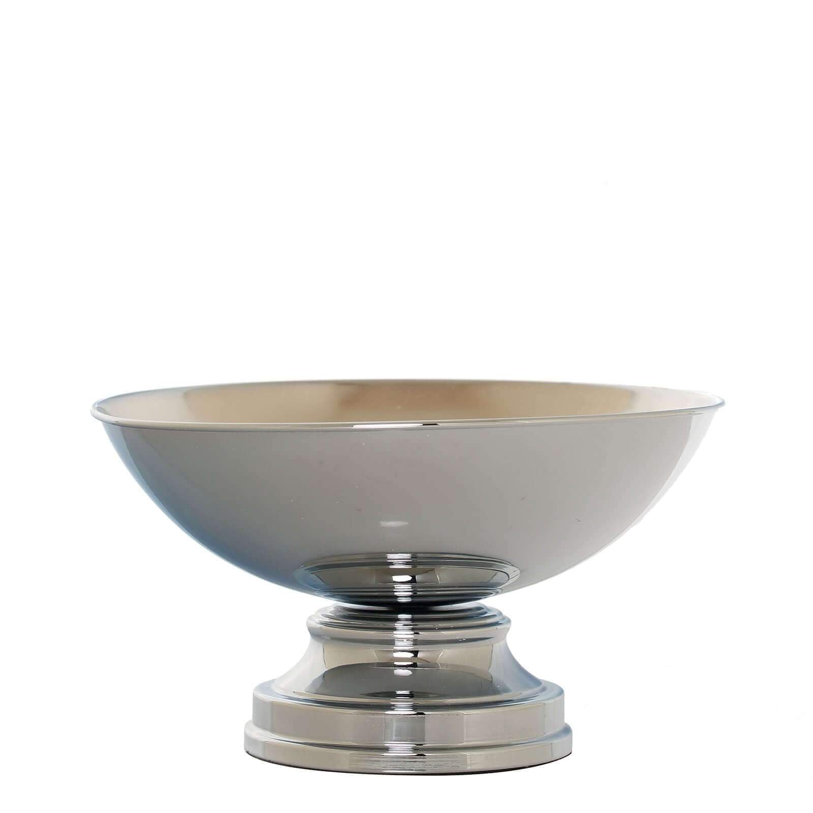 Metal Pedestal Flower Pot Round Design Metallic Silver - Floating Candle Bowl and Display Dish 12