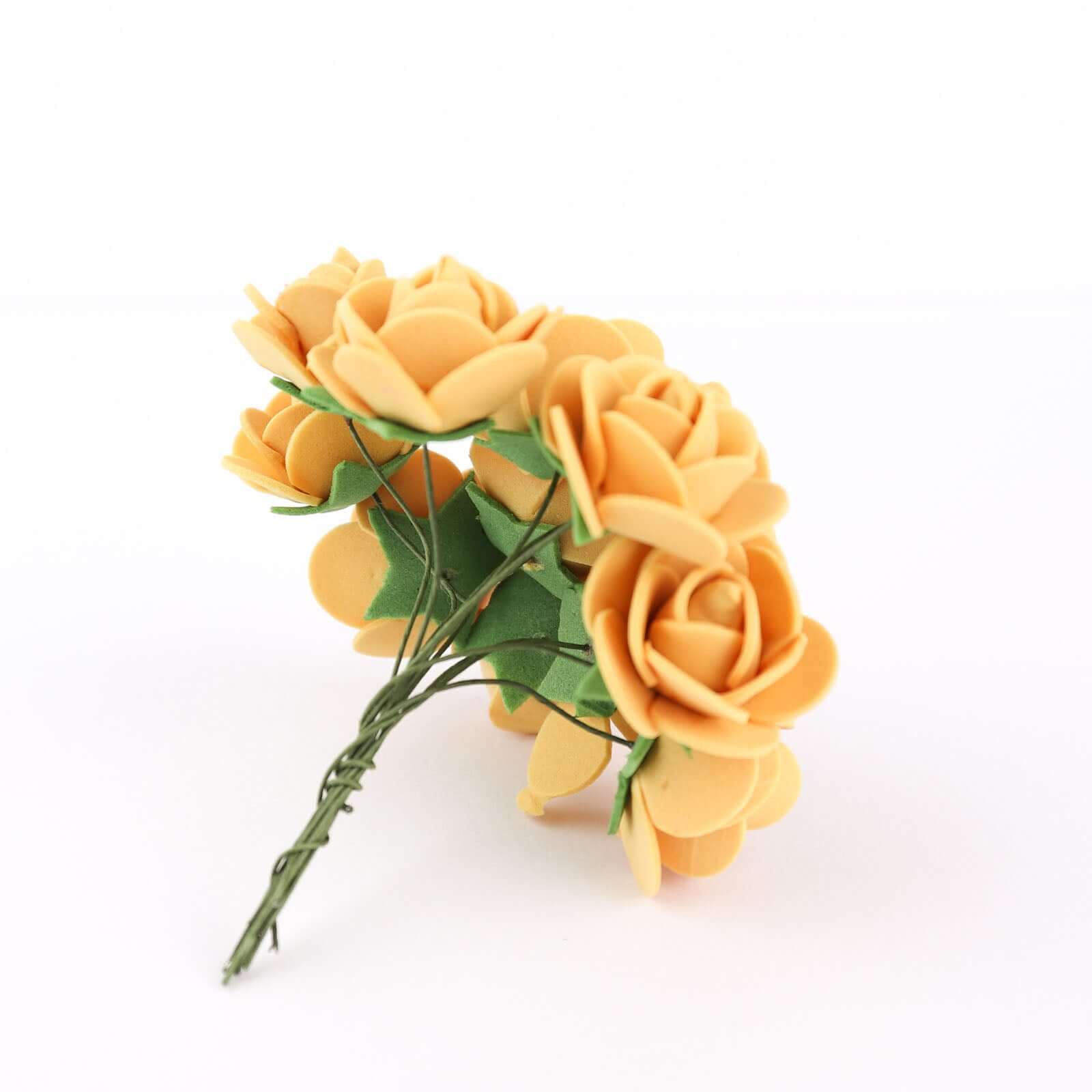 48 Roses 1 Gold Real Touch Artificial DIY Foam Rose Flowers With Stem, Craft Rose Buds