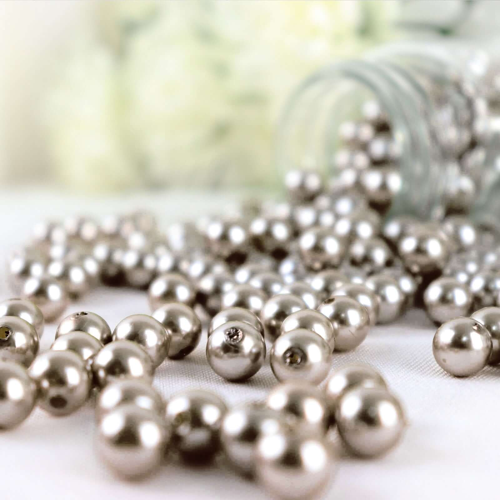 1000-Pack Faux Craft Pearl Beads Taupe - Smooth Beads with Holes for Vase Filler Jewelry Making Bridal Accessories & Event Decor 10mm