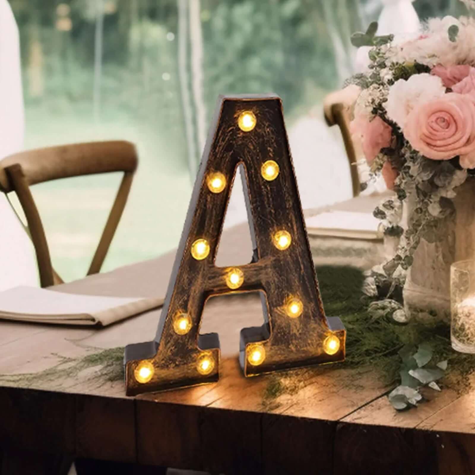 LED Marquee Letter A Industrial Style Antique Black - Light-Up Alphabet Sign for Weddings & Displays 9