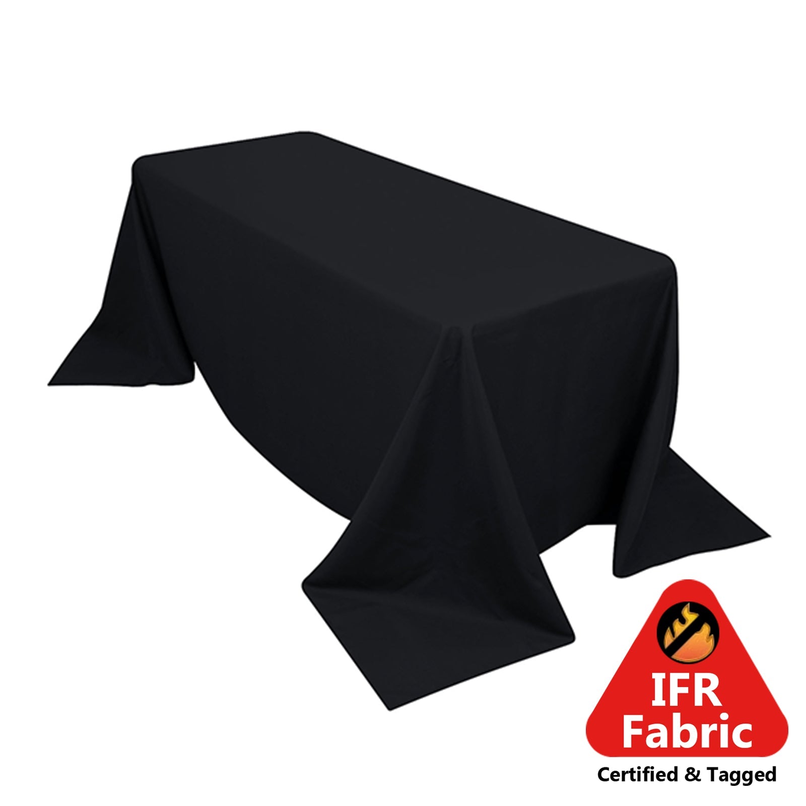 Fire Retardant Premium Polyester 90x132 Rectangular Tablecloth Black - High-Performance Seamless Table Cover