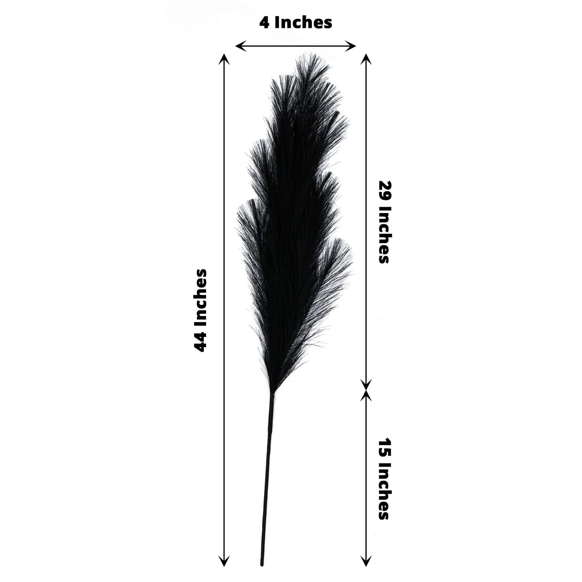 3 Stems Artificial Pampas Grass Decor Black - Soft Realistic Faux Ornamental Grass Branches for Rustic Boho Chic Backdrops Floral Styling & Vase Displays 44