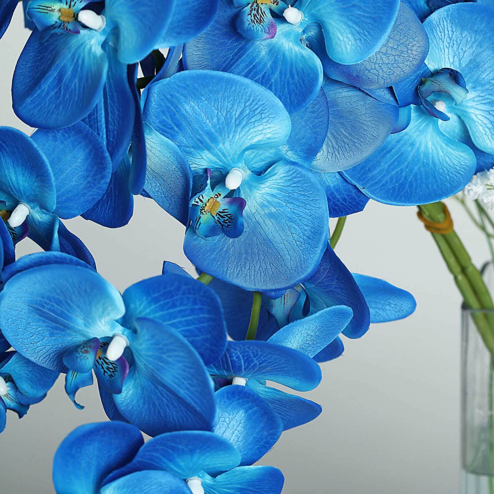 2 Stems 40 Tall Royal Blue Artificial Silk Orchid Flower Bouquets