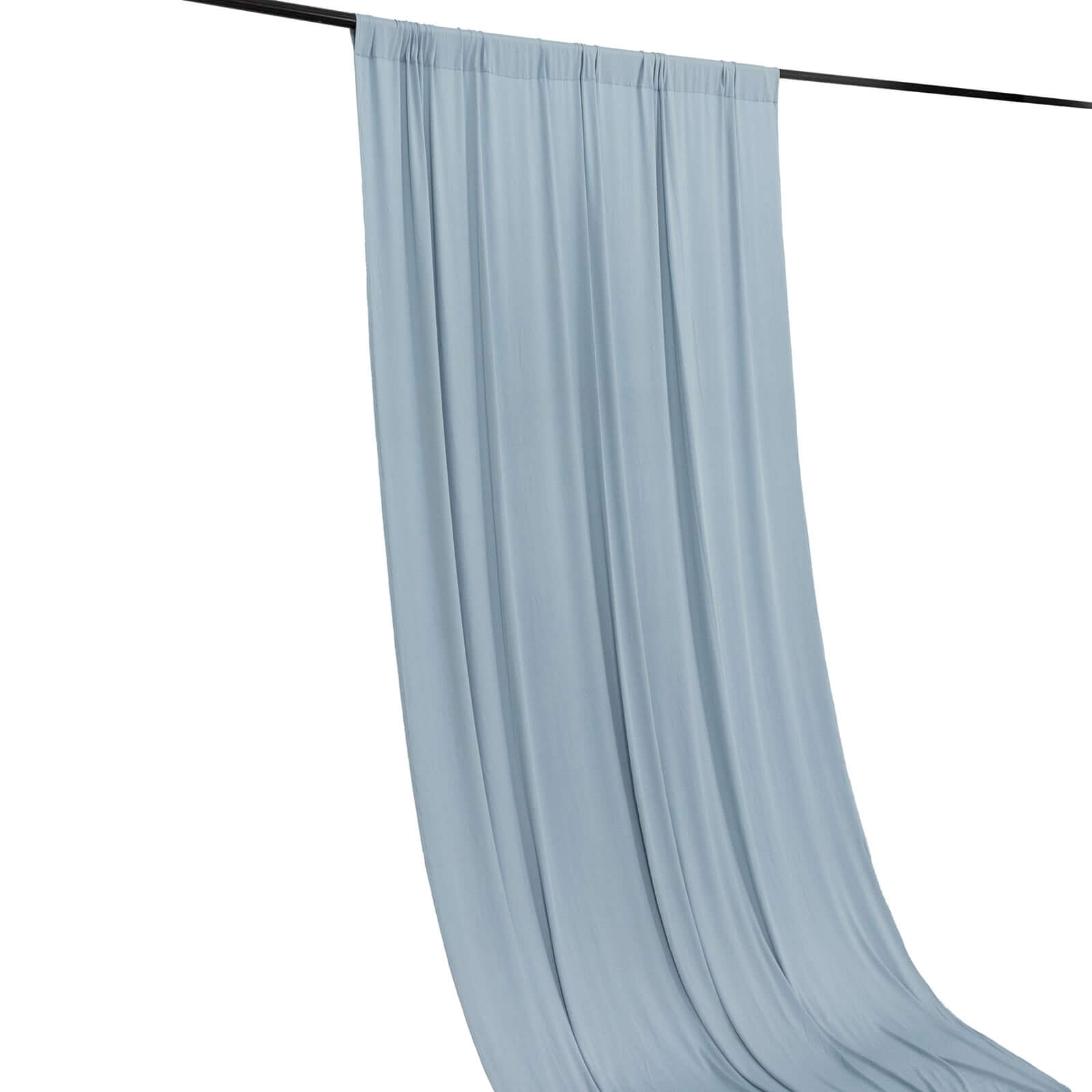 Dusty Blue 4-Way Stretch Spandex Event Curtain Drapes, Wrinkle Free Backdrop Event Panel with Rod Pockets - 5ftx10ft