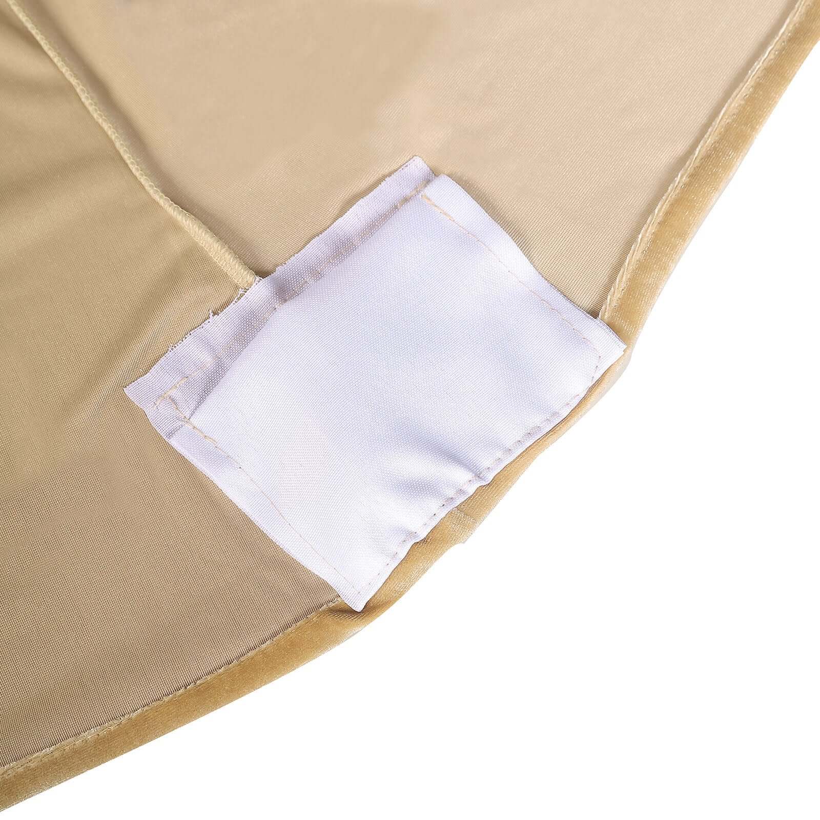 Velvet Spandex 6ft Rectangle Tablecloth Champagne - Fitted Wrinkle-Free Design for 72x30 Tables
