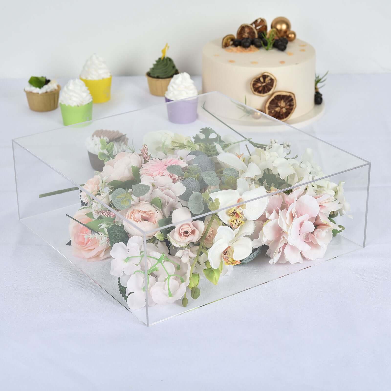 Acrylic Cake Box Stand Pedestal Riser Transparent Clear - Display for Desserts and Events 14x14