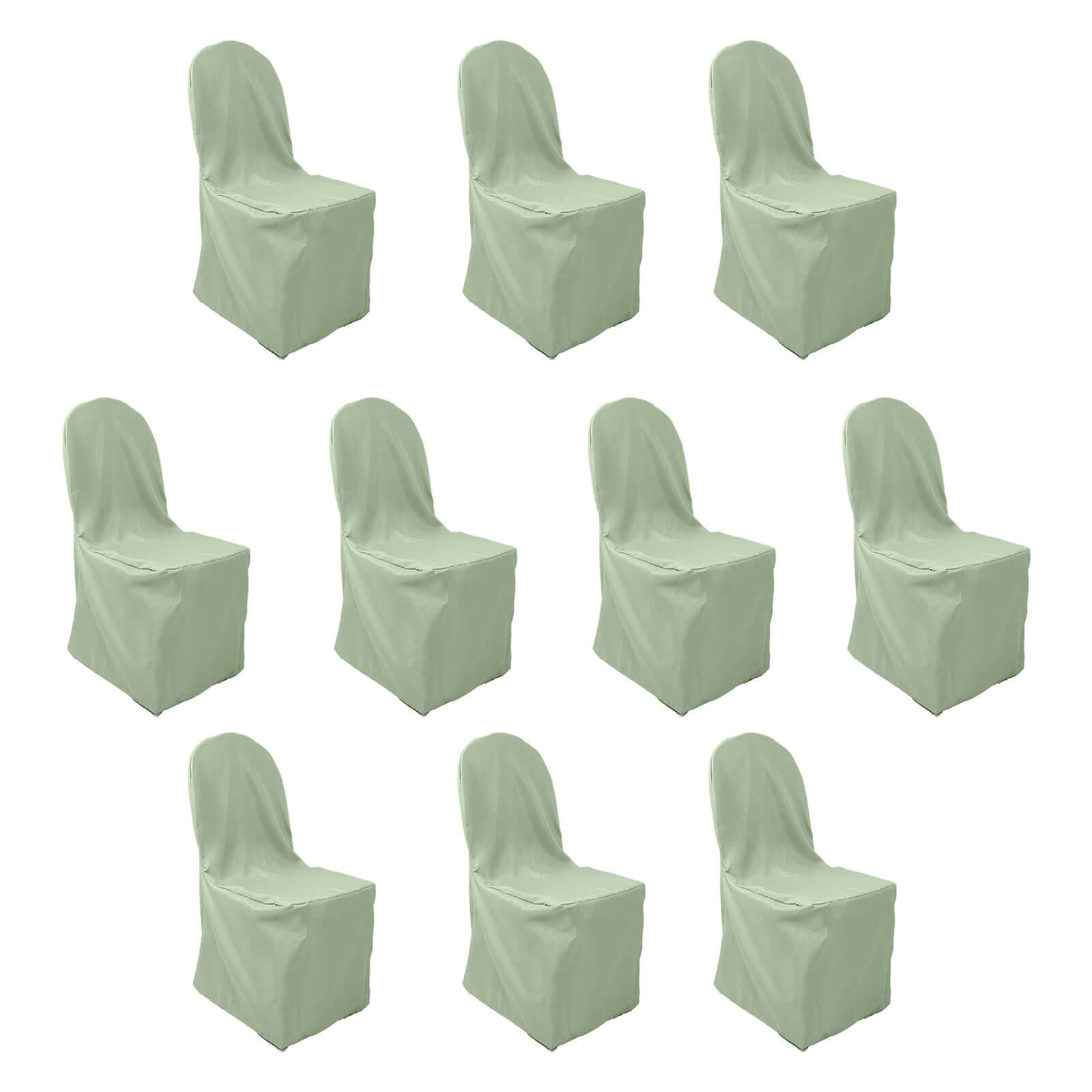 10 Pack Polyester Chair Cover for Banquet Chairs Sage Green - Stain-Resistant Reusable Slip-On Slipcover