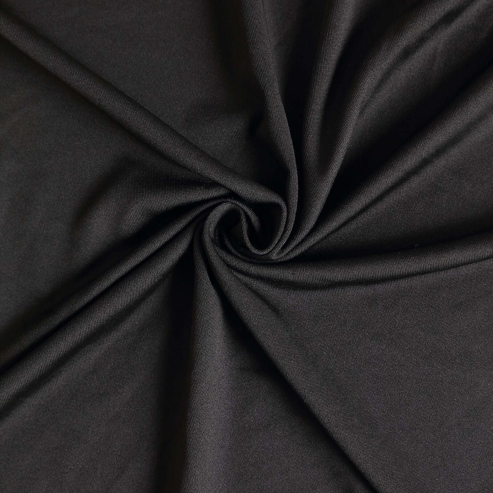 Spandex Rectangle 72x30 Table Skirt Black with Wavy Skirt-Like Effect Table Cover