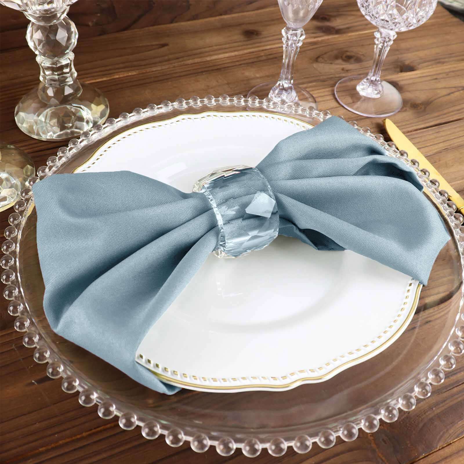 5 Pack Polyester 17x17 Napkins Dusty Blue - Durable & Wrinkle Resistant Dinner Napkins for Everyday Dining & Events