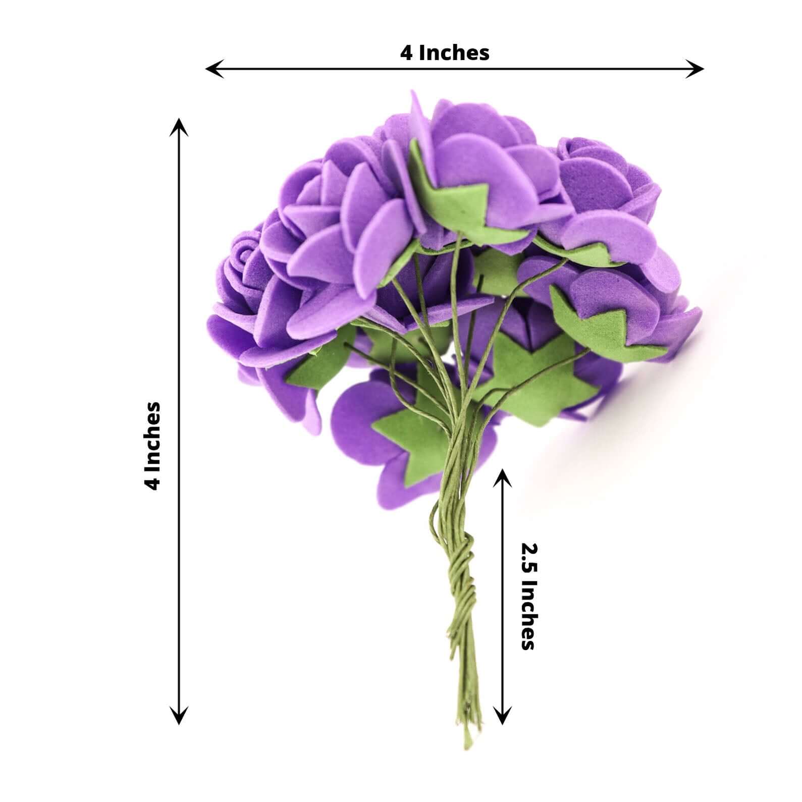 48 Roses 1 Purple Real Touch Artificial DIY Foam Rose Flowers With Stem, Craft Rose Buds