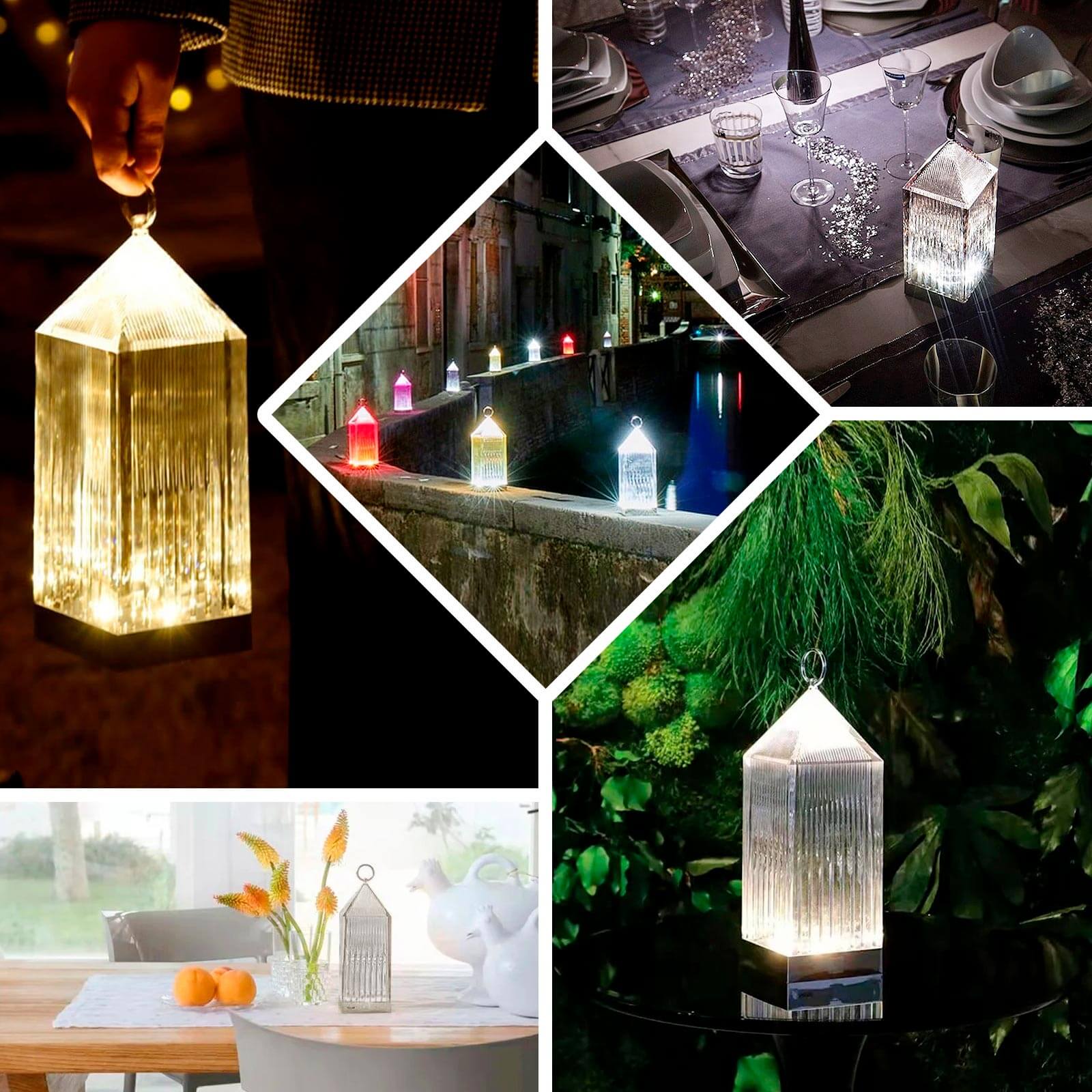 Acrylic LED Lantern Lamp Retro Lighthouse Design Rechargeable - Touch Control Crystal Decorative Night Light 11