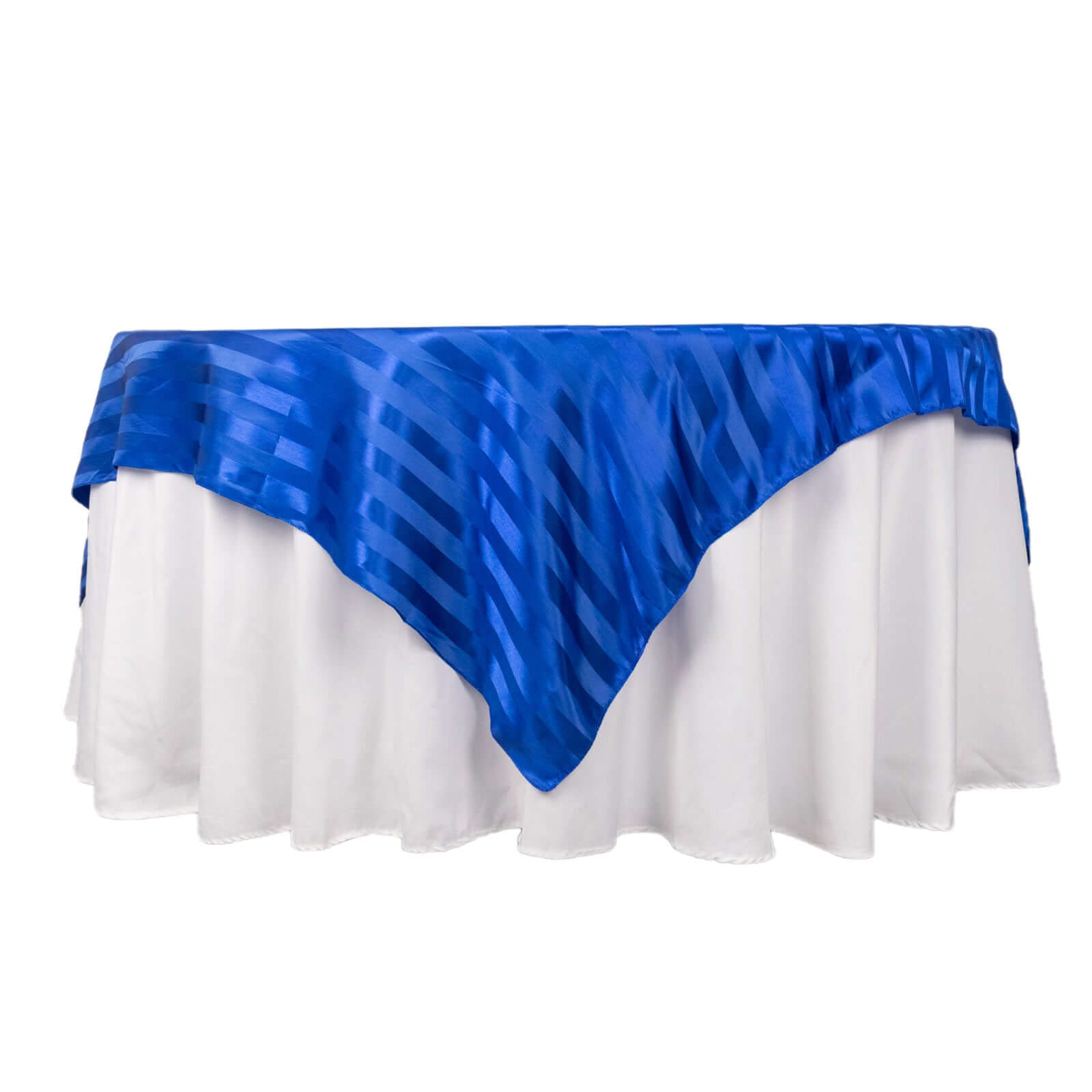 Satin 72x72 Table Overlay Square Tablecloth Royal Blue - Stripe Table Topper