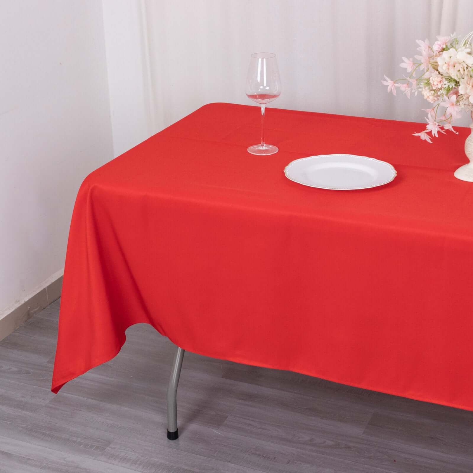 Premium Polyester 60x102 Rectangle Tablecloth Red - Durable 220GSM Wrinkle-Resistant Table Cover
