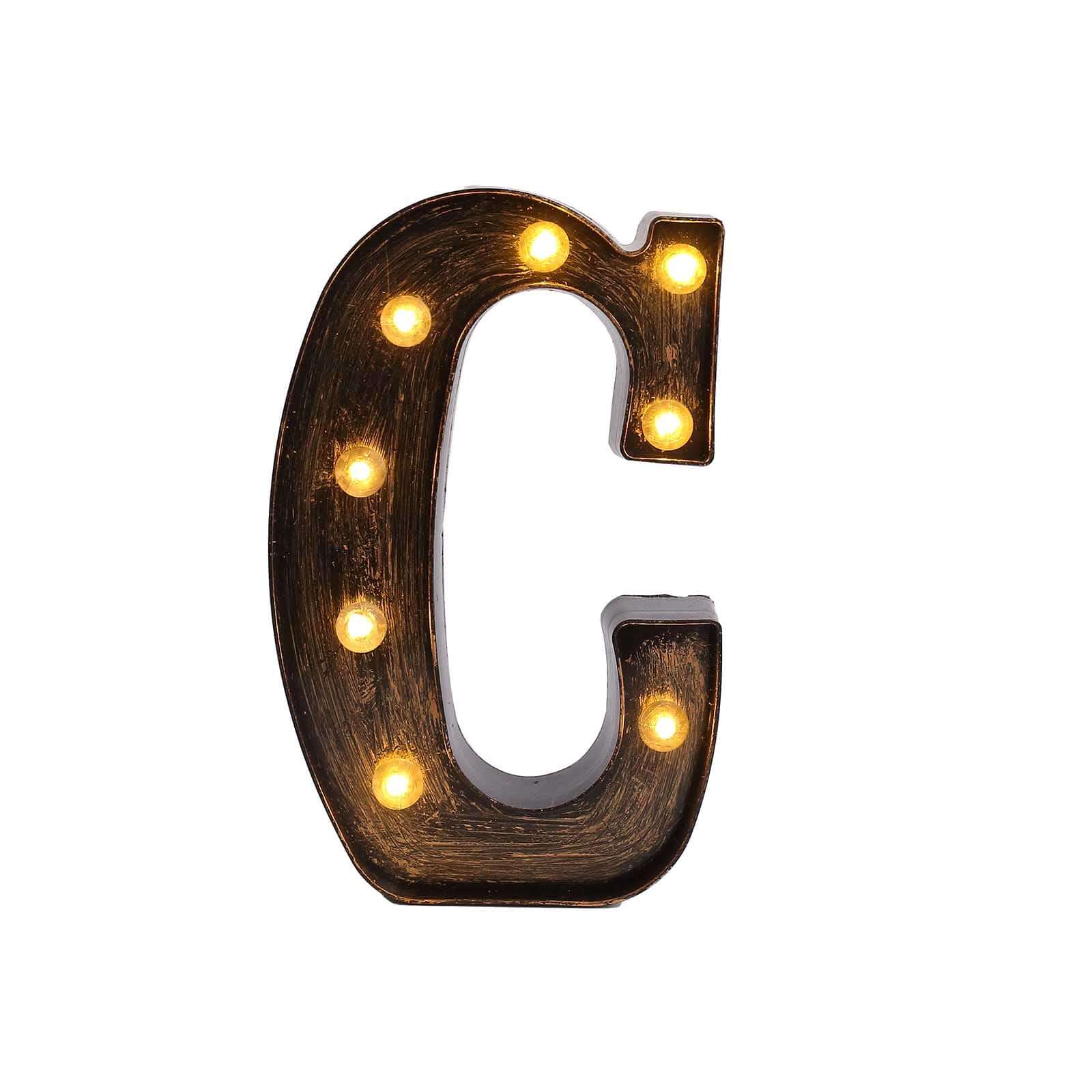 LED Marquee Letter C Industrial Style Antique Black - Light-Up Alphabet Sign for Weddings & Displays 9