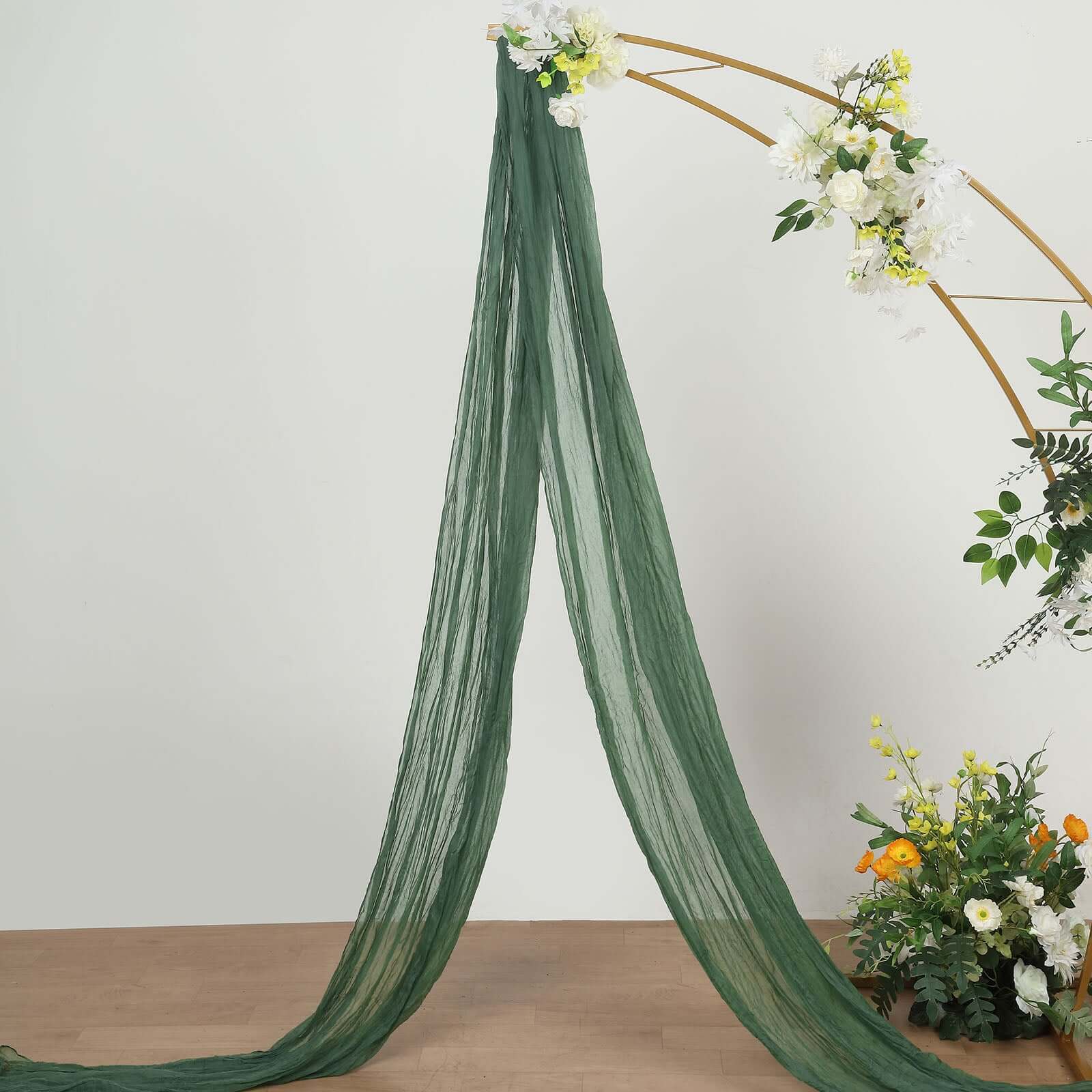 20ft Olive Green Gauze Cheesecloth Fabric Wedding Arch Drapery, Window Scarf Valance, Boho Decor Arbor Curtain Panel